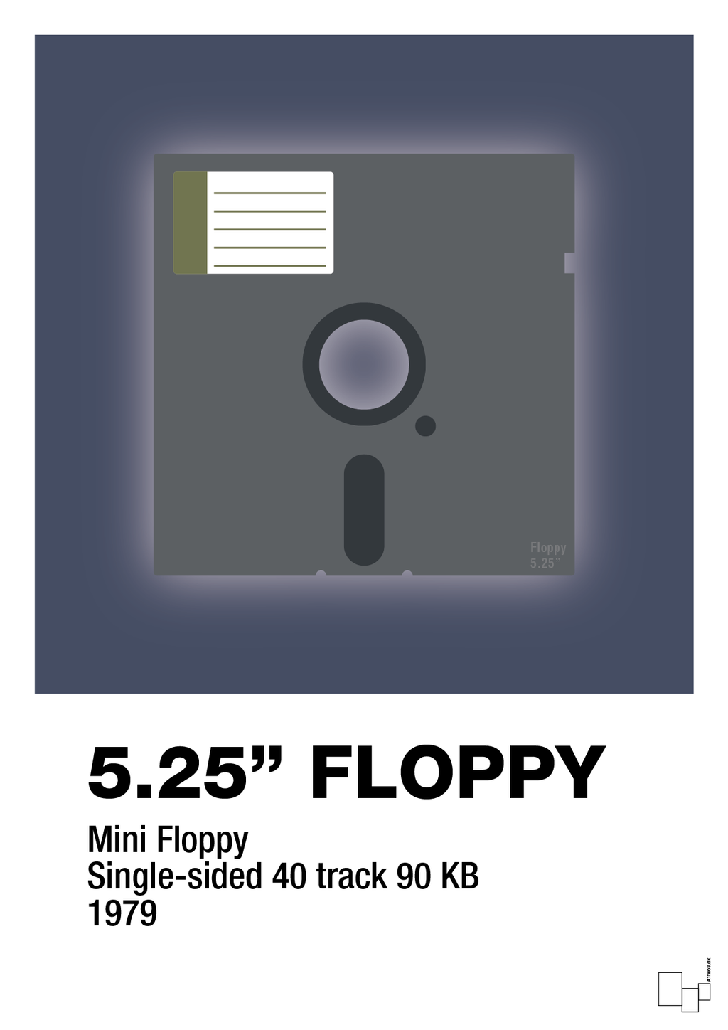 Floppy disc 5.25" - petrol-Retro-A1two3