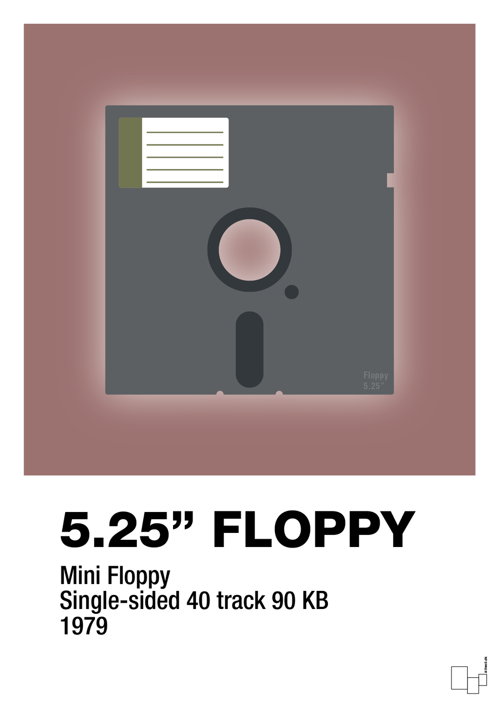 plakat: floppy disc 5.25" - plum-Retro-A1two3