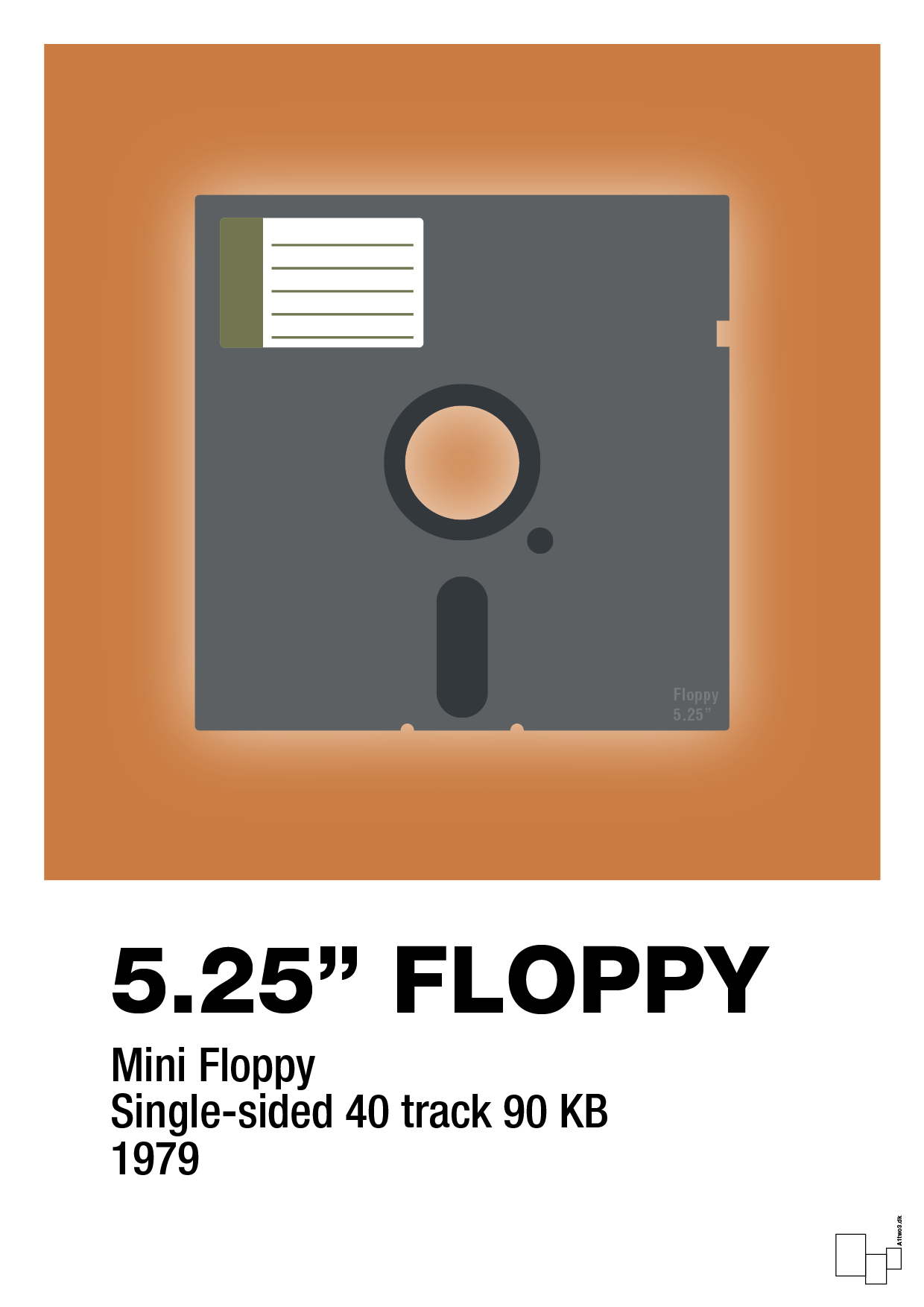 plakat: floppy disc 5.25" - rumba orange-Retro-A1two3