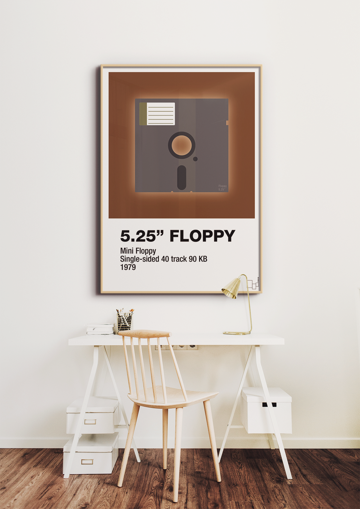 plakat: floppy disc 5.25" - broken beige-Retro-A1two3