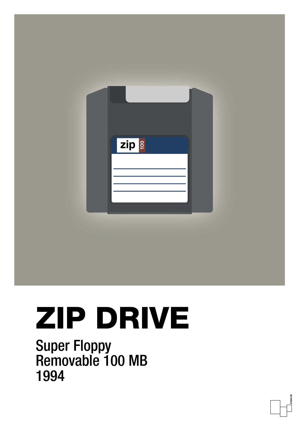 plakat: zip drive 100 mb - battleship gray-Retro-A1two3