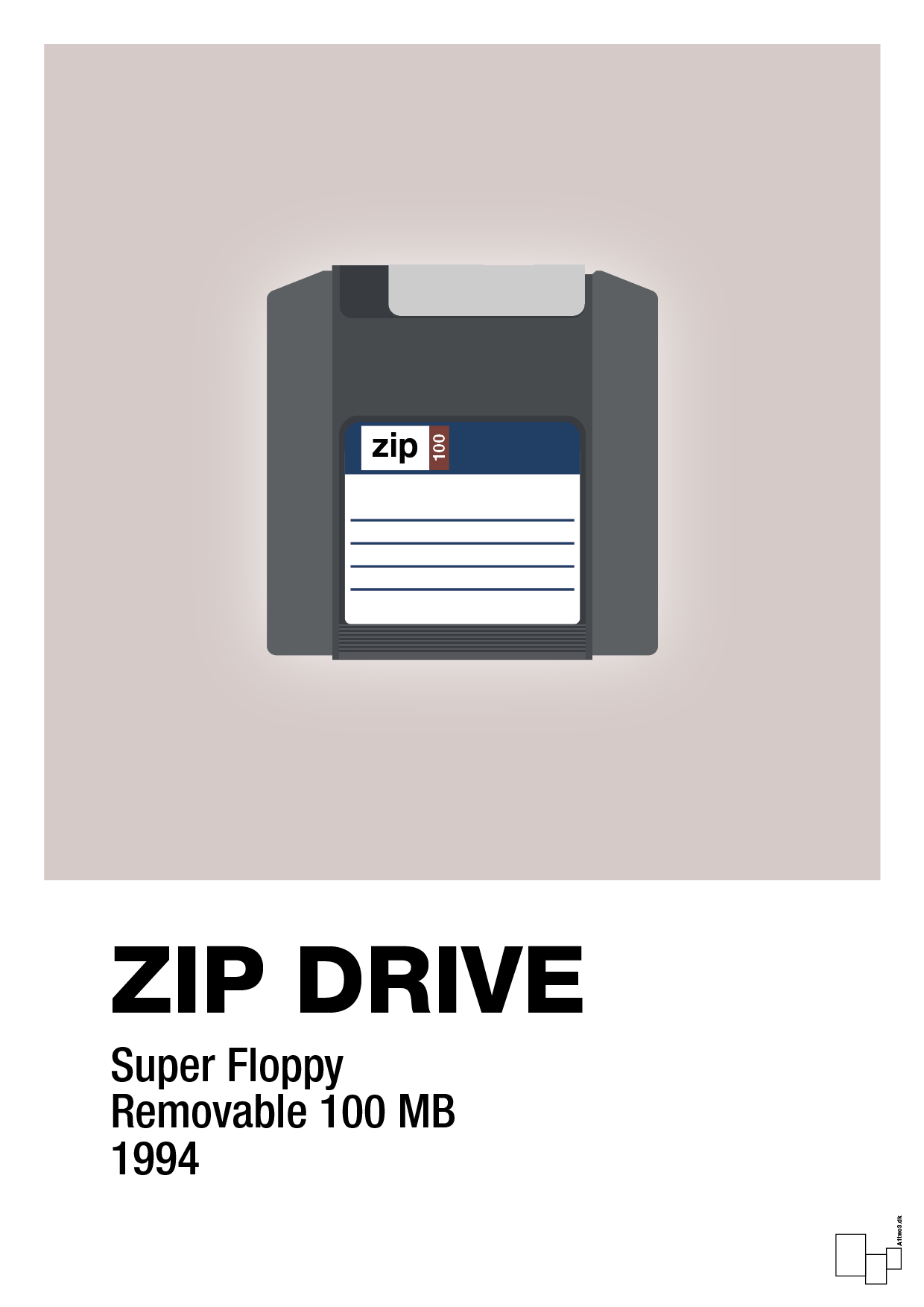 plakat: zip drive 100 mb - broken beige-Retro-A1two3