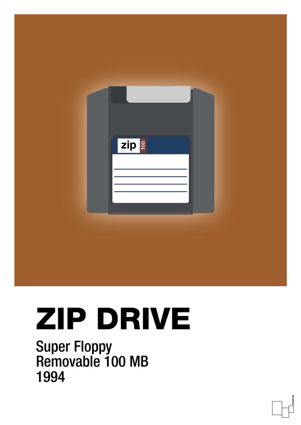 plakat: zip drive 100 mb - cognac-Retro-A1two3