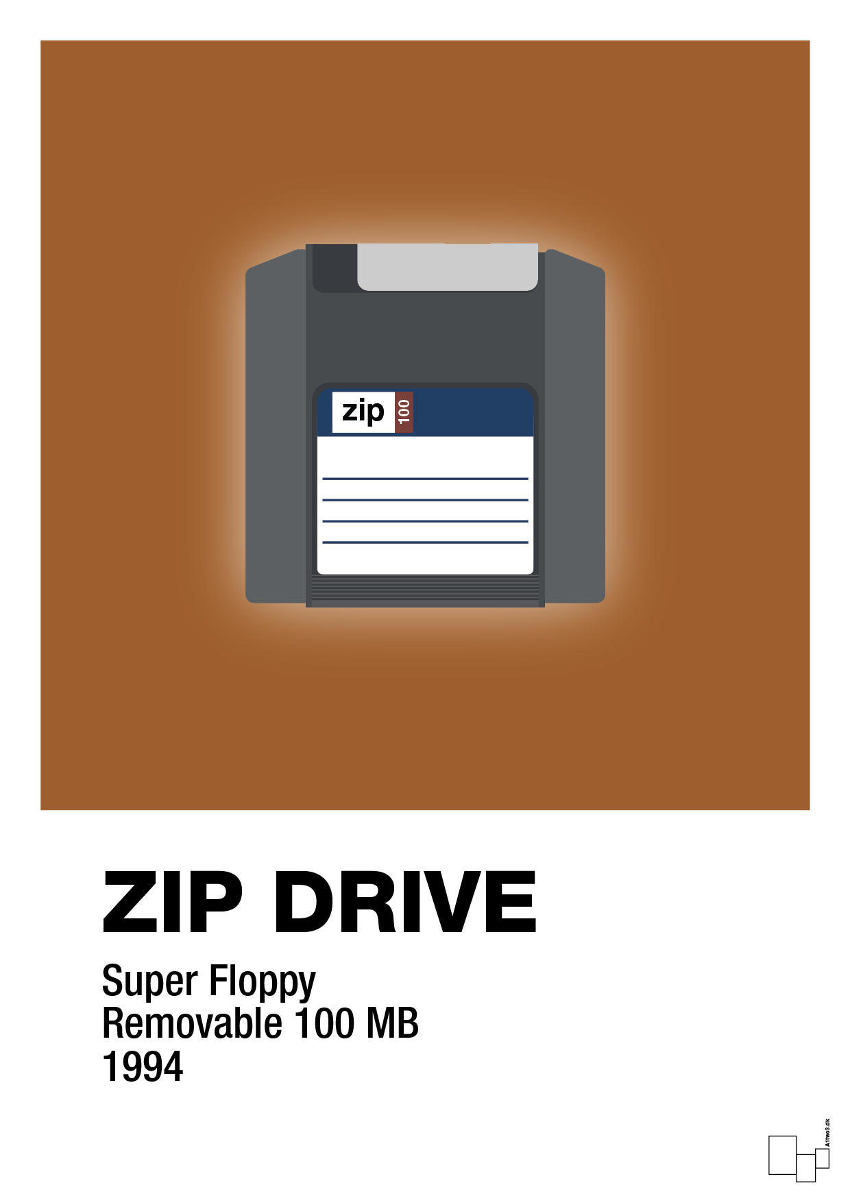 plakat: zip drive 100 mb - cognac-Retro-A1two3