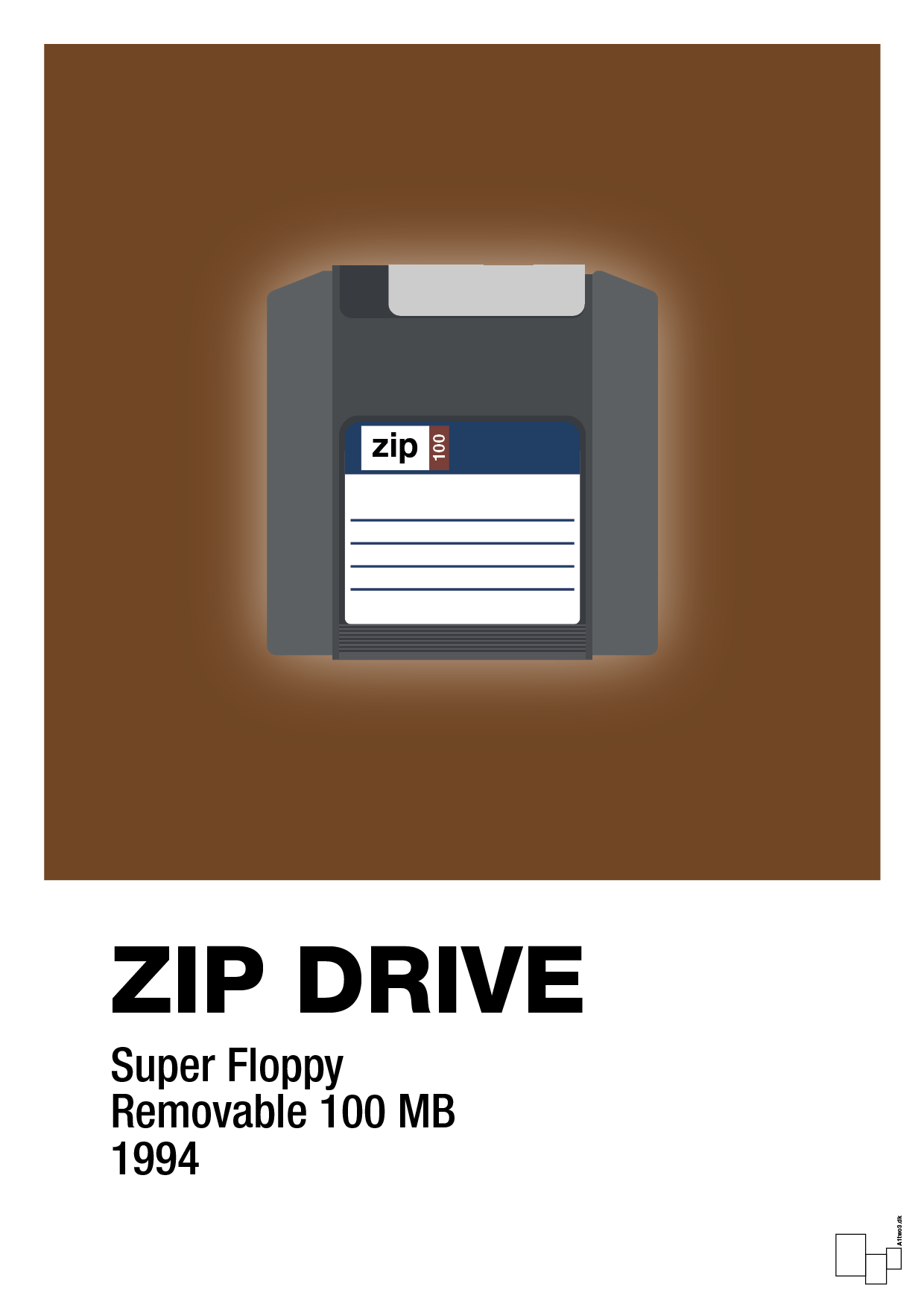 plakat: zip drive 100 mb - dark brown-Retro-A1two3