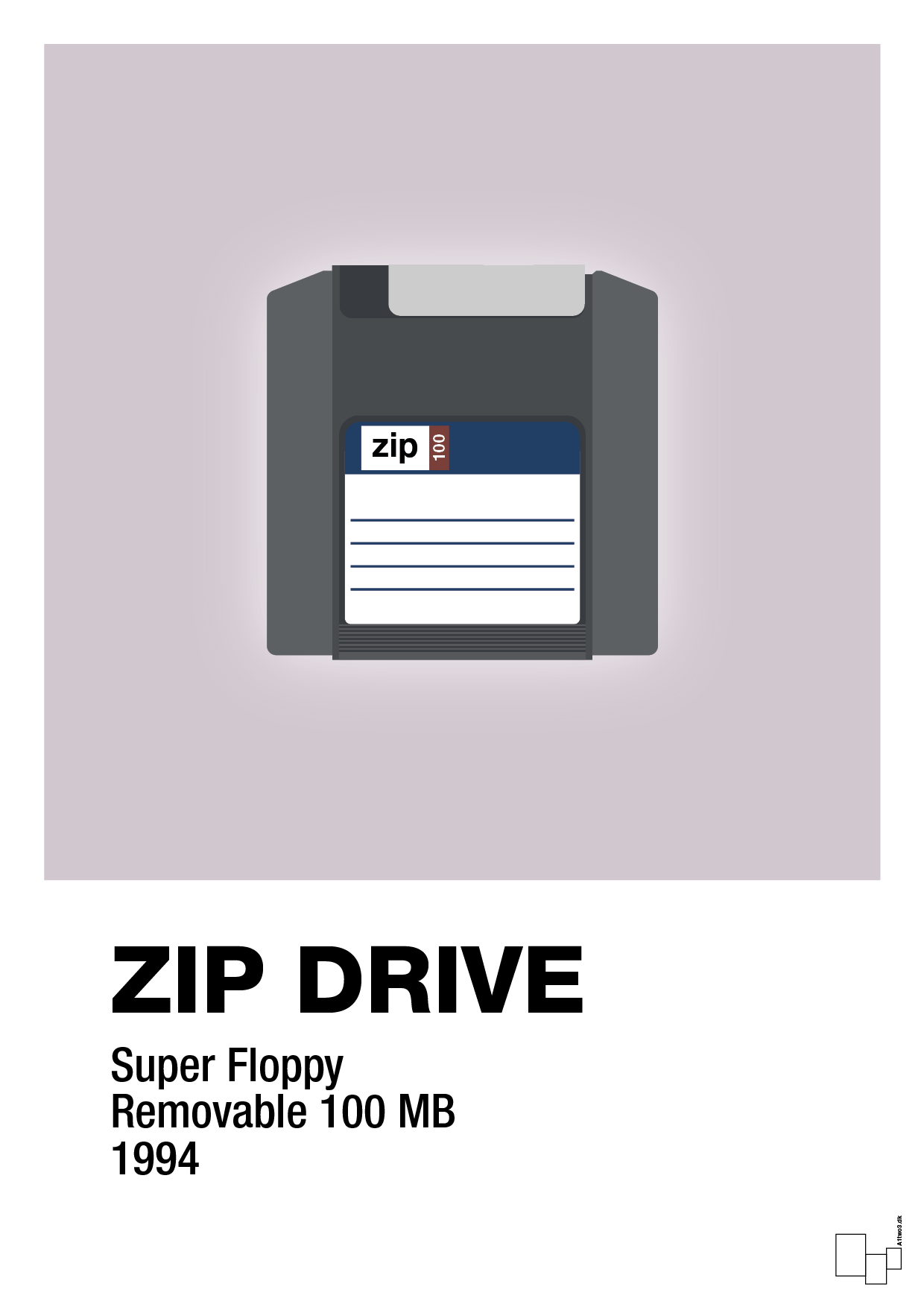 plakat: zip drive 100 mb - dusty lilac-Retro-A1two3