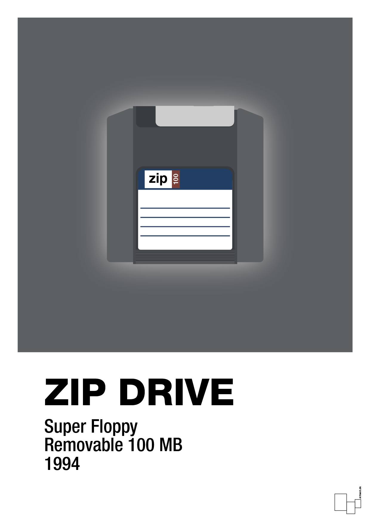 plakat: zip drive 100 mb - graphic charcoal-Retro-A1two3