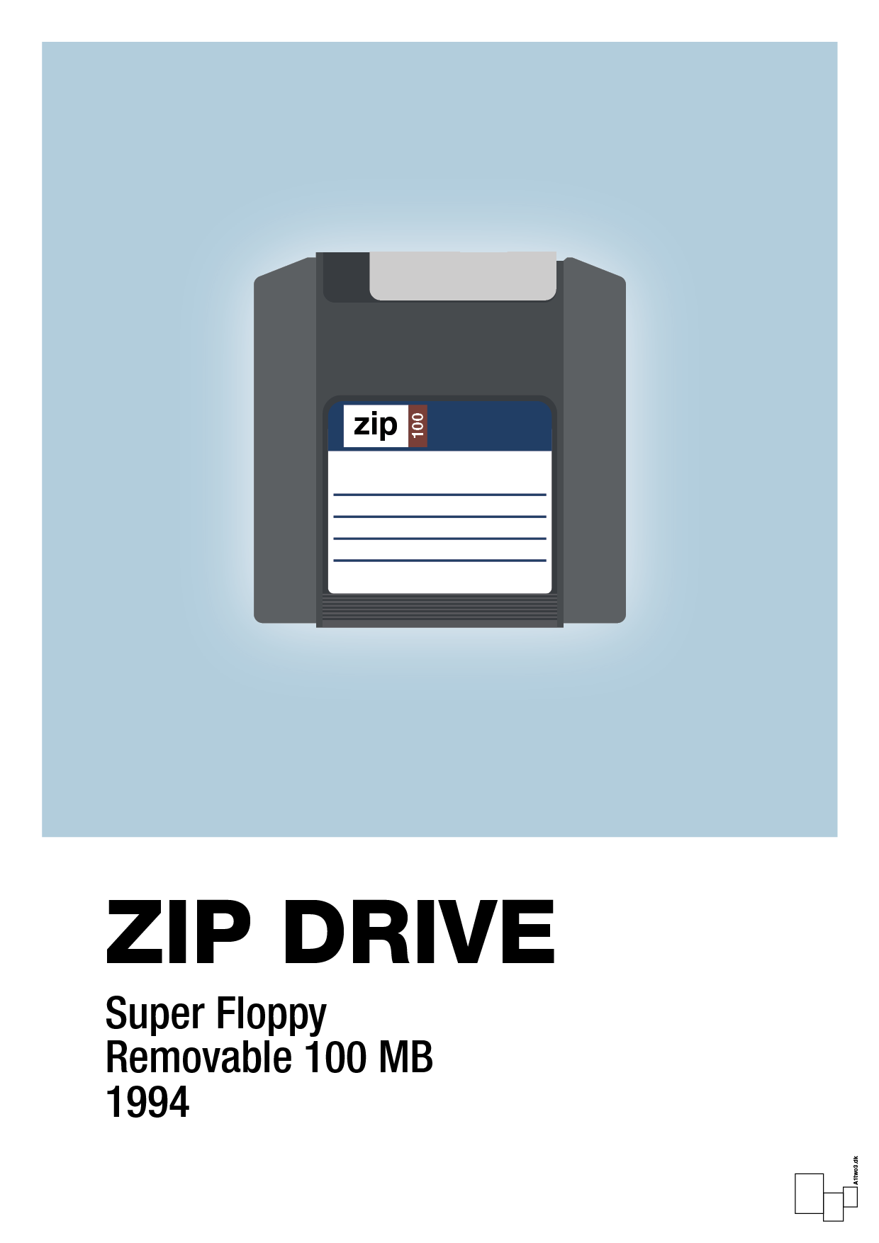 plakat: zip drive 100 mb - heavenly blue-Retro-A1two3