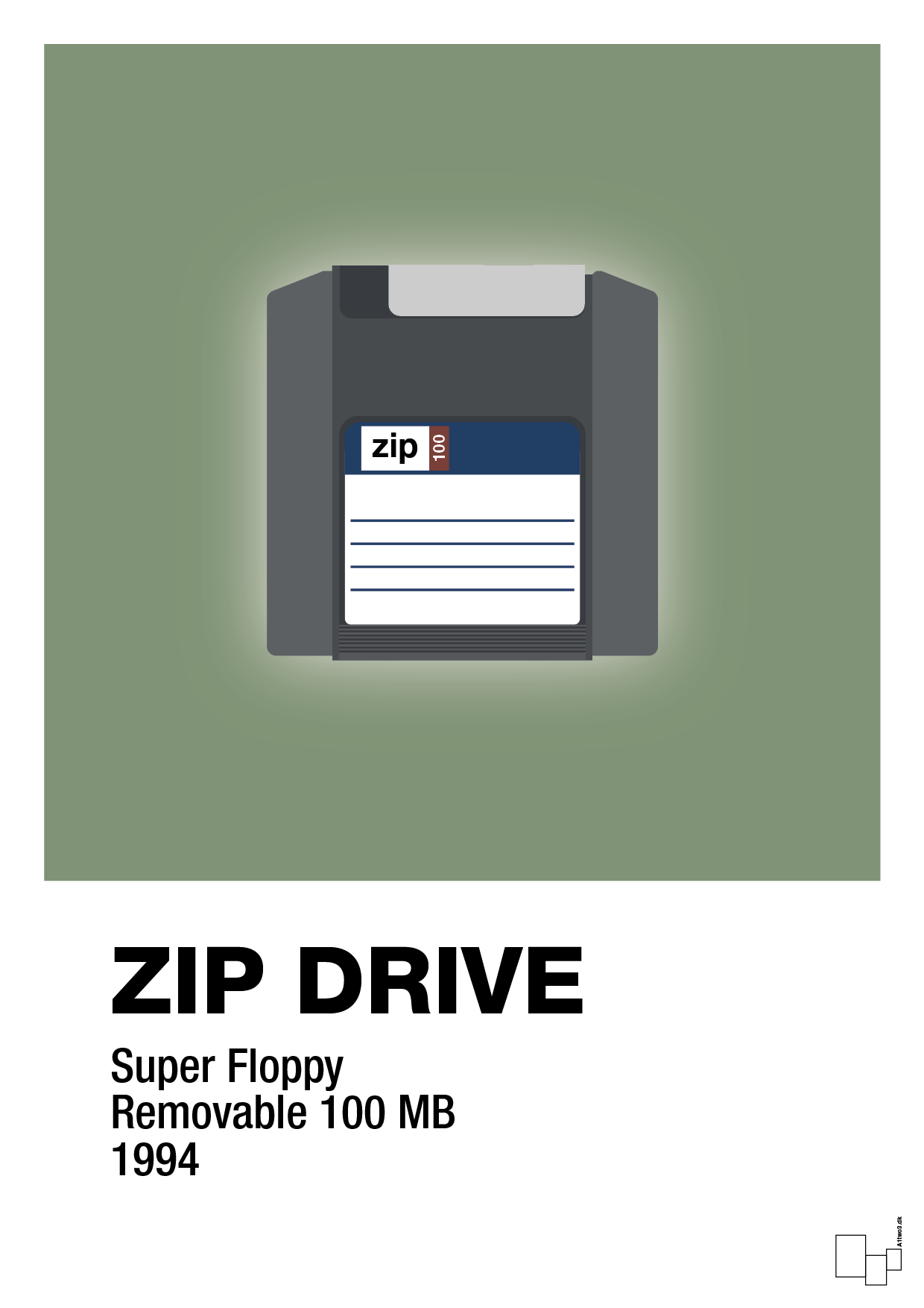 plakat: zip drive 100 mb - jade-Retro-A1two3