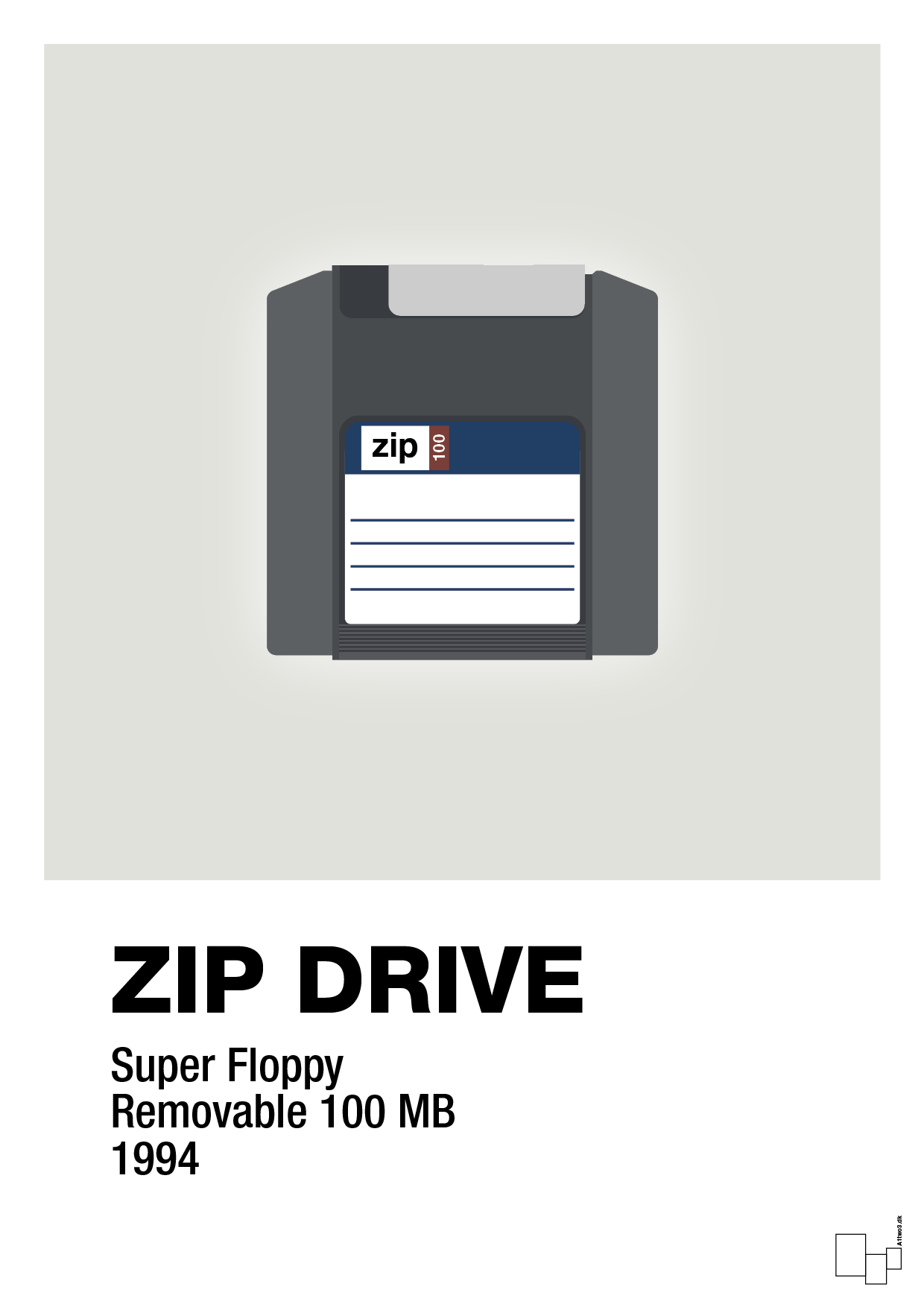 plakat: zip drive 100 mb - painters white-Retro-A1two3