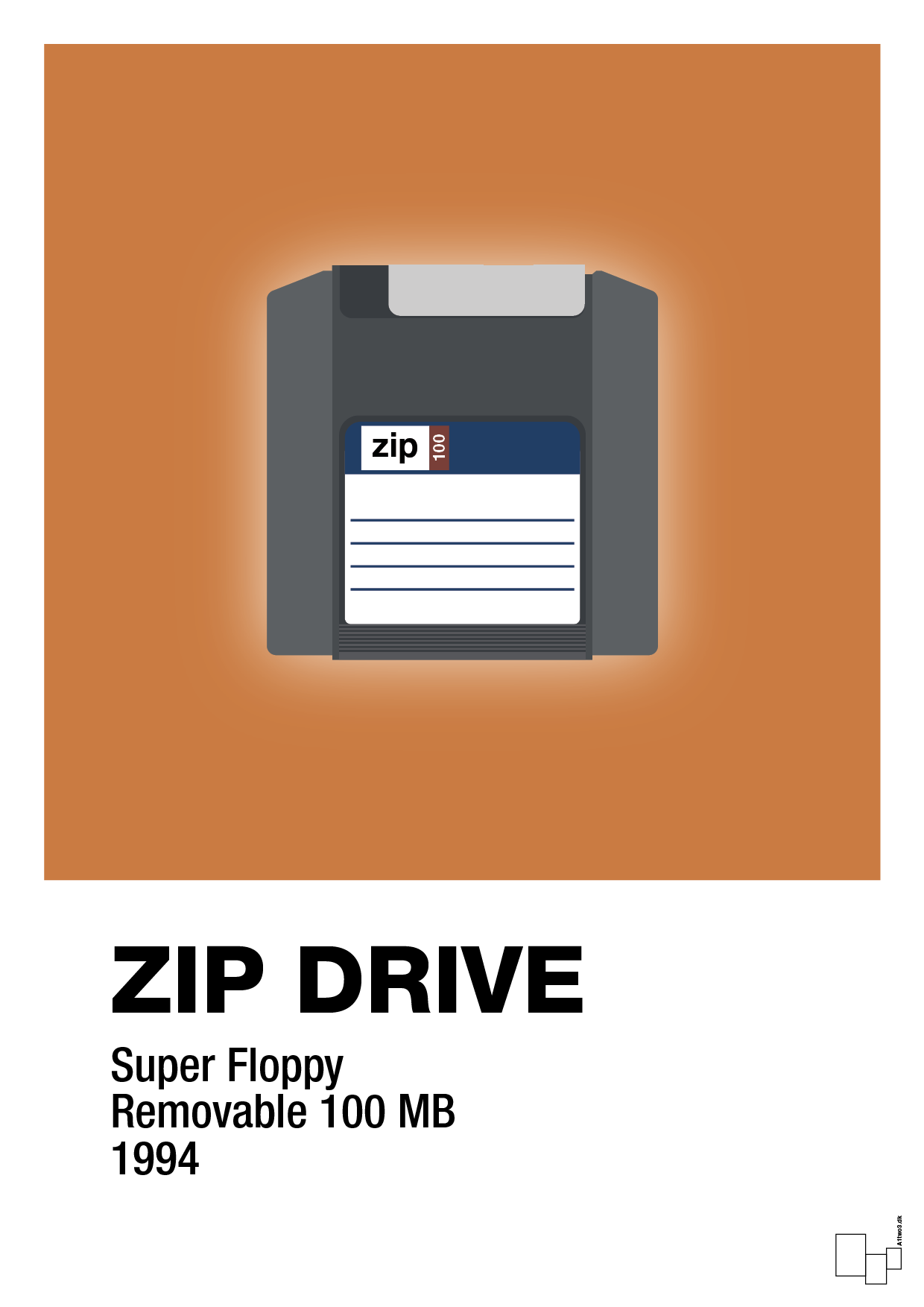 plakat: zip drive 100 mb - rumba orange-Retro-A1two3