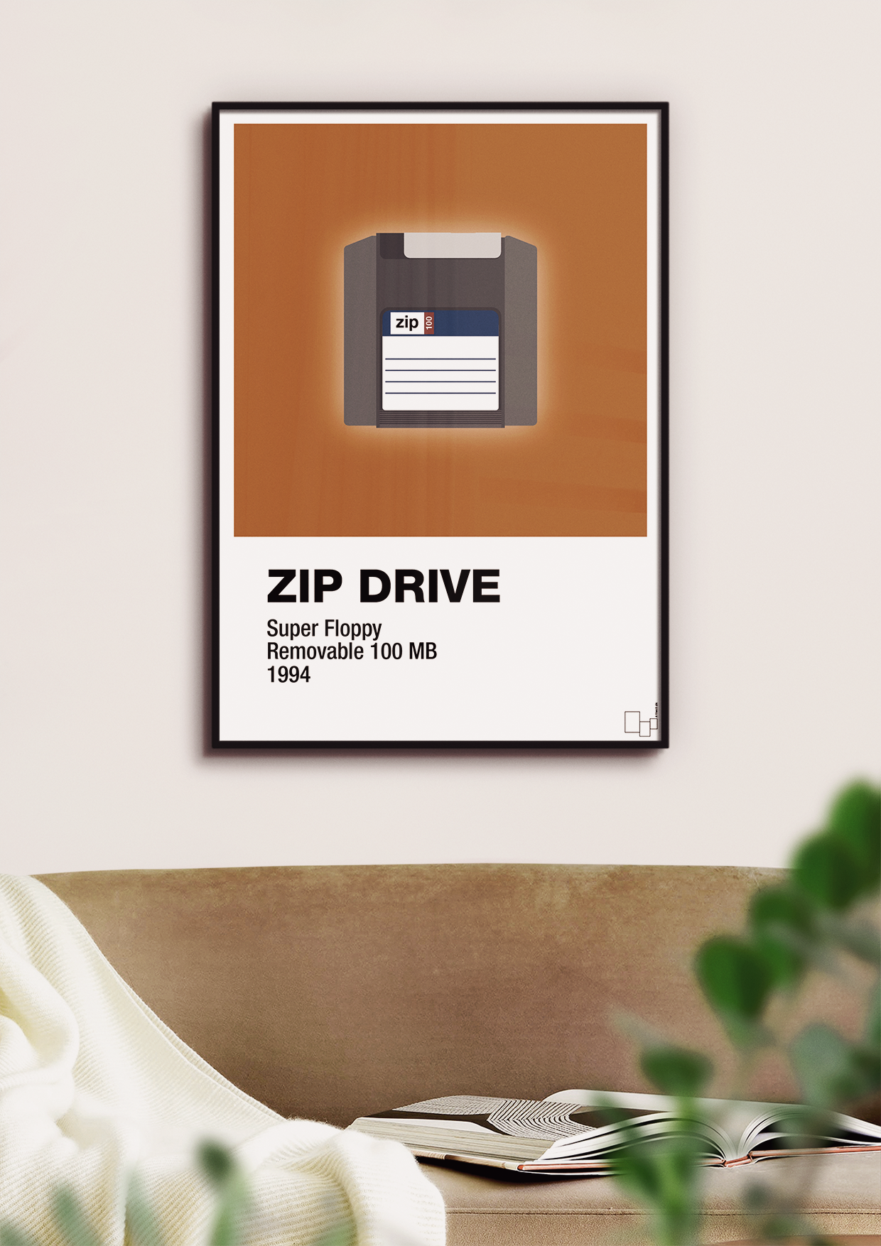 plakat: zip drive 100 mb - dark brown-Retro-A1two3