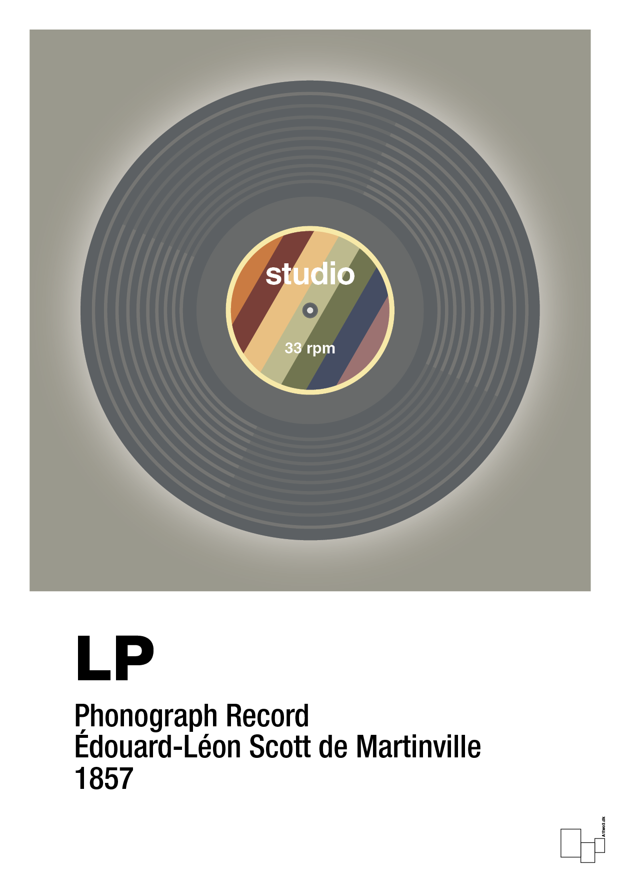 plakat: vinylplade 33rpm - battleship gray-Retro-A1two3