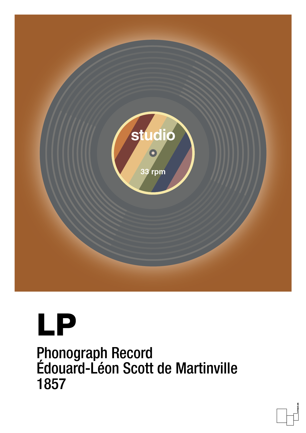 plakat: vinylplade 33rpm - cognac-Retro-A1two3