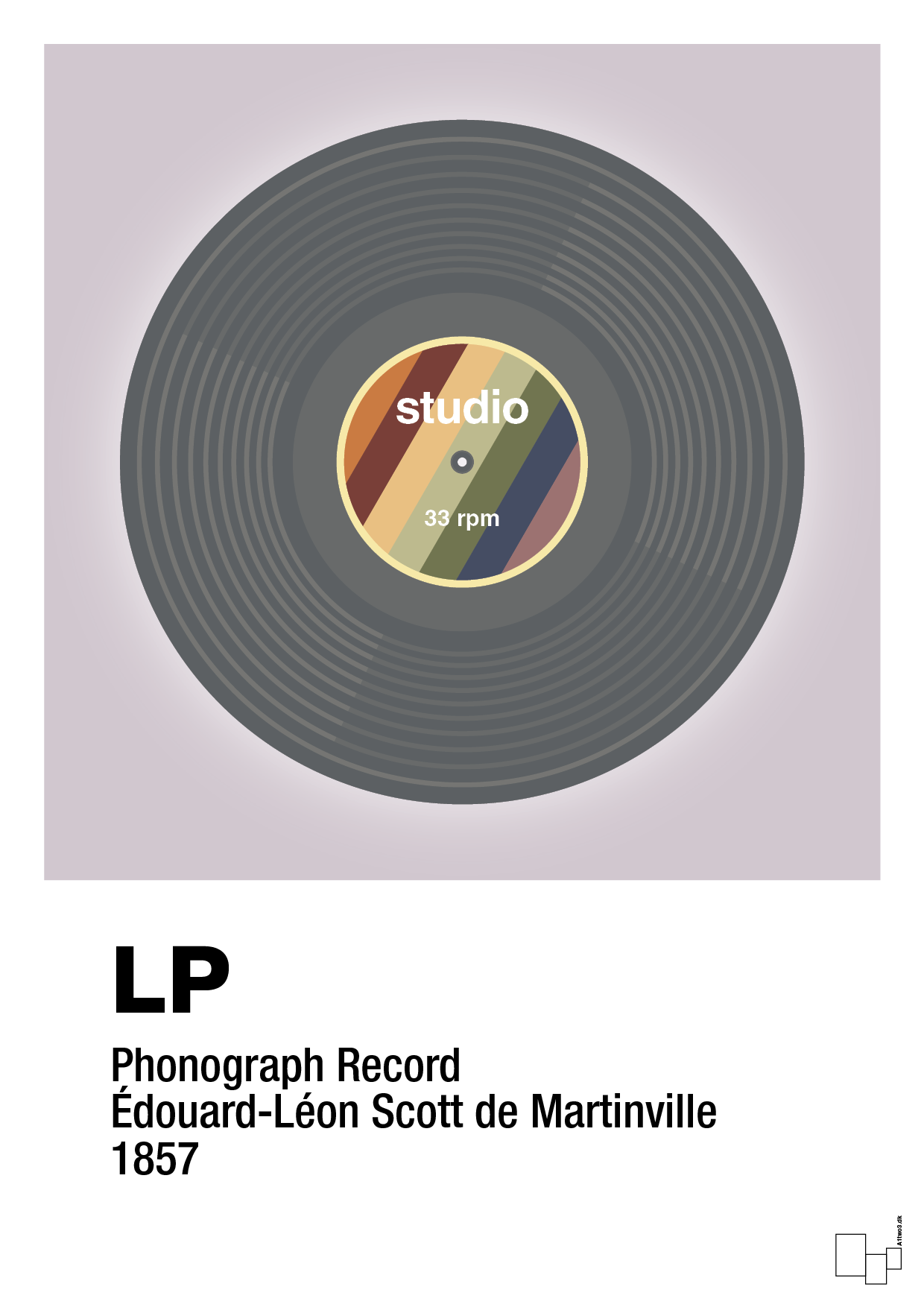 plakat: vinylplade 33rpm - dusty lilac-Retro-A1two3