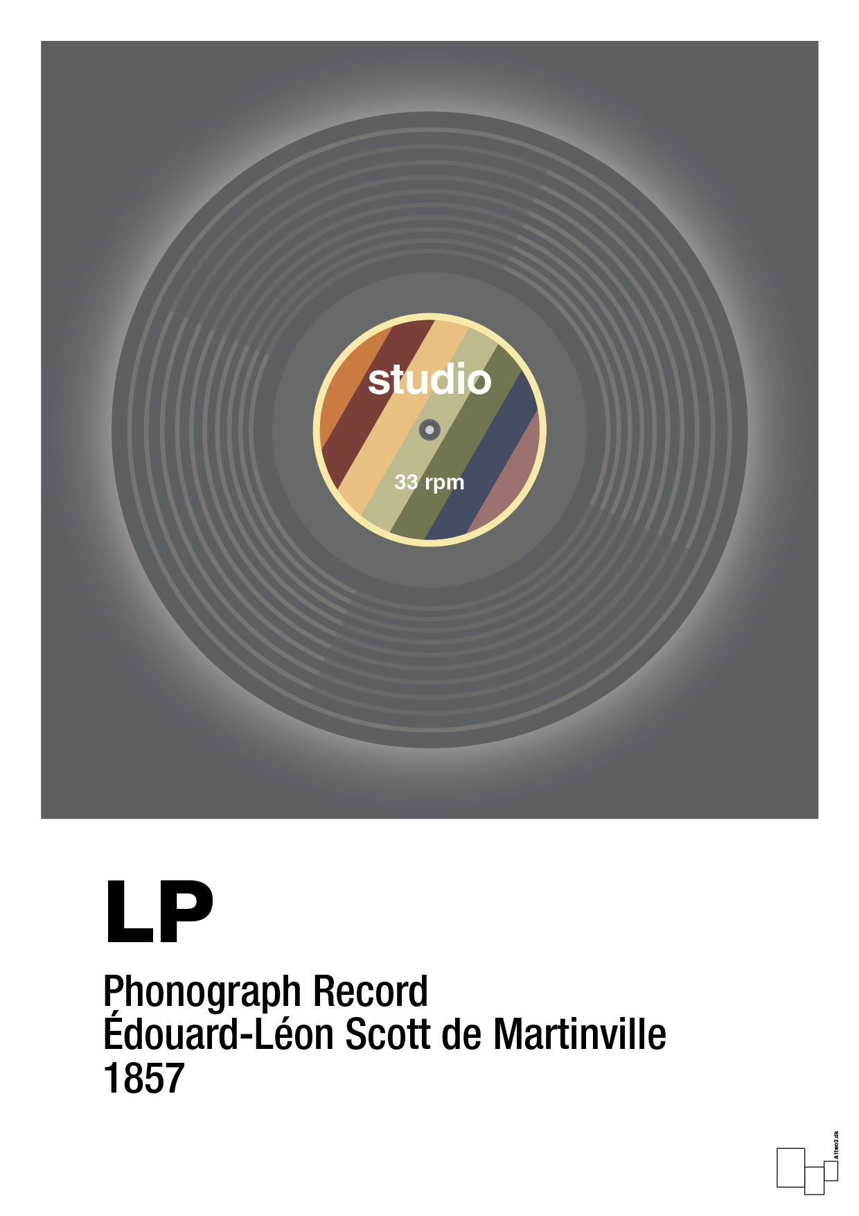 plakat: vinylplade 33rpm - graphic charcoal-Retro-A1two3