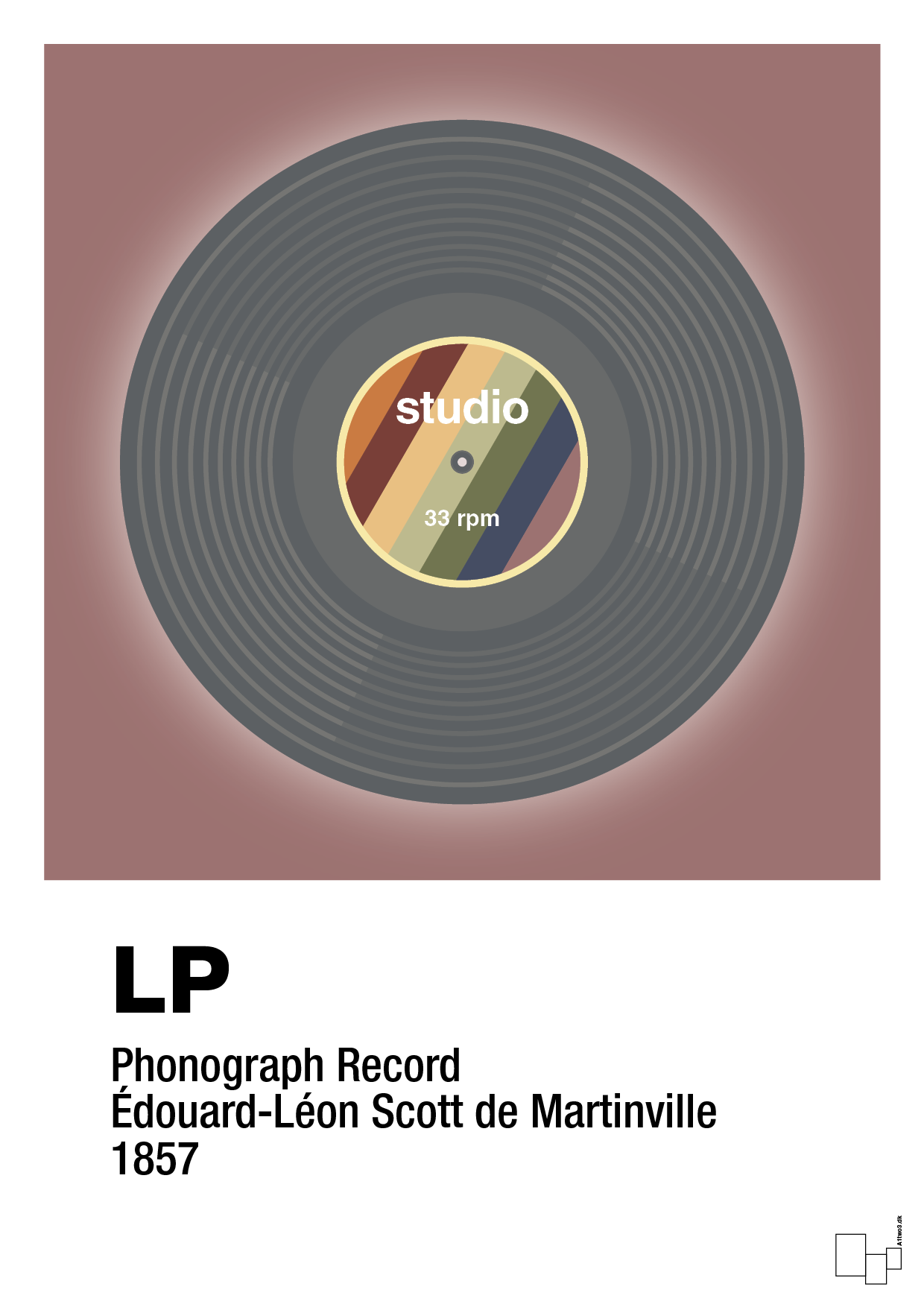 plakat: vinylplade 33rpm - plum-Retro-A1two3