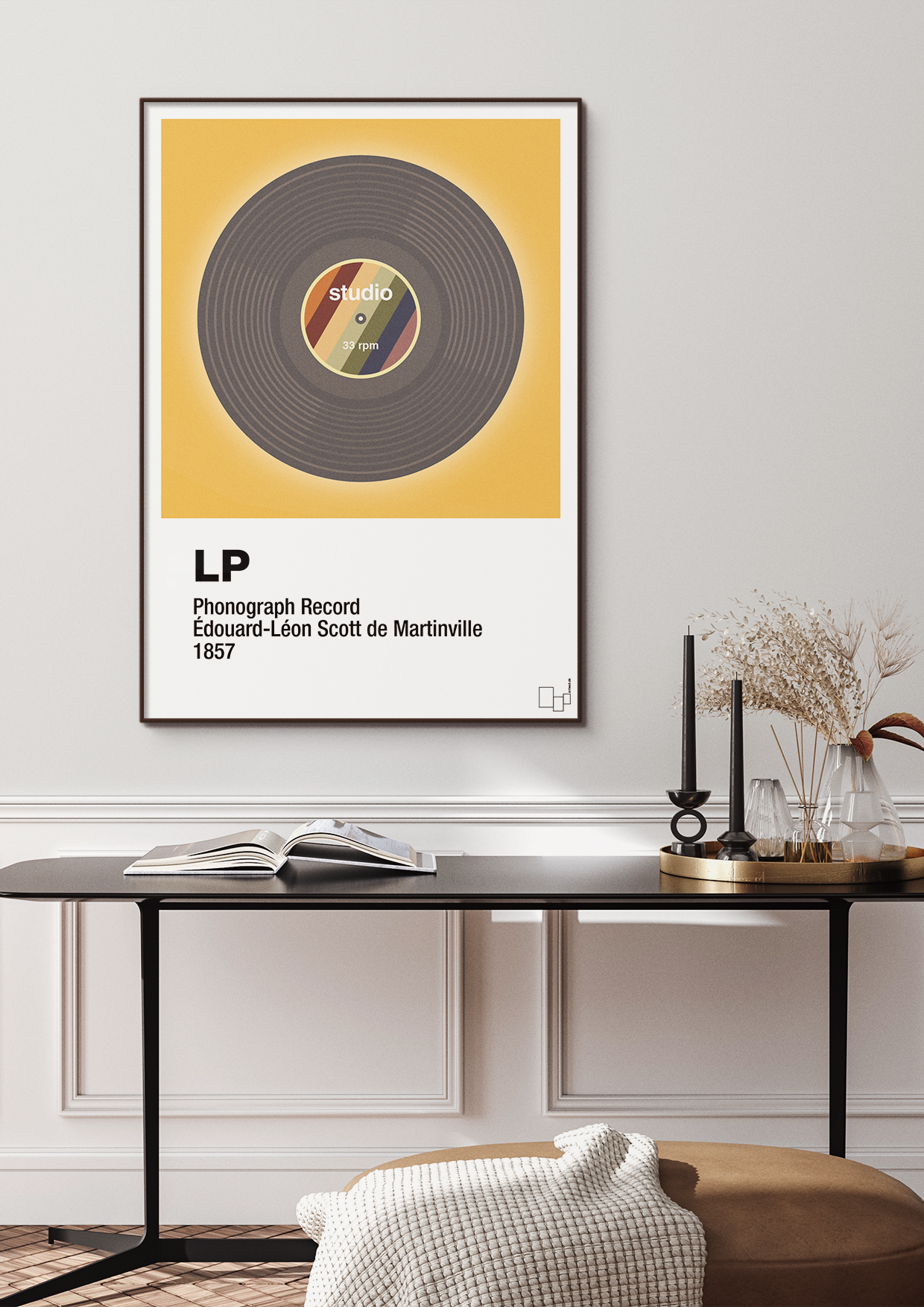plakat: vinylplade 33rpm - graphic charcoal-Retro-A1two3