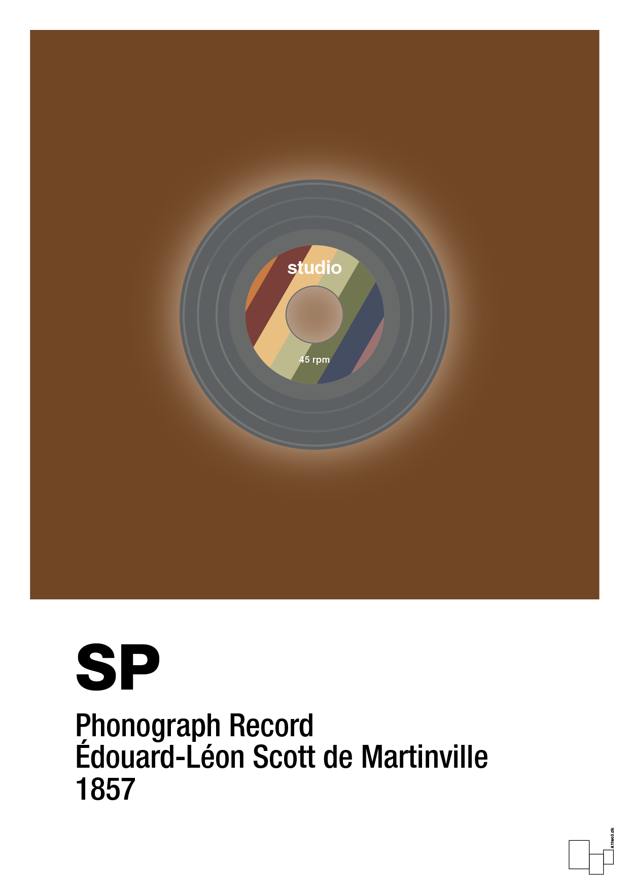 plakat: vinylplade 45rpm - dark brown-Retro-A1two3