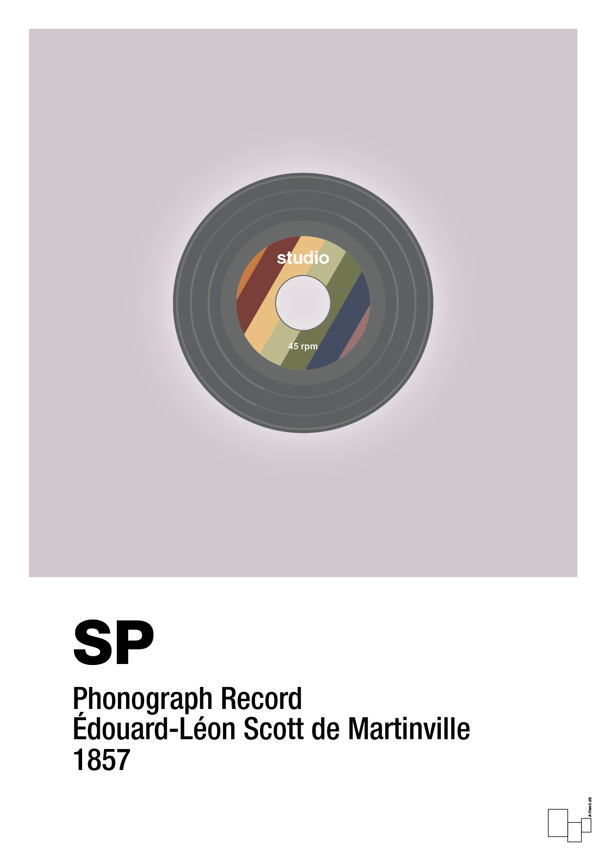plakat: vinylplade 45rpm - dusty lilac-Retro-A1two3