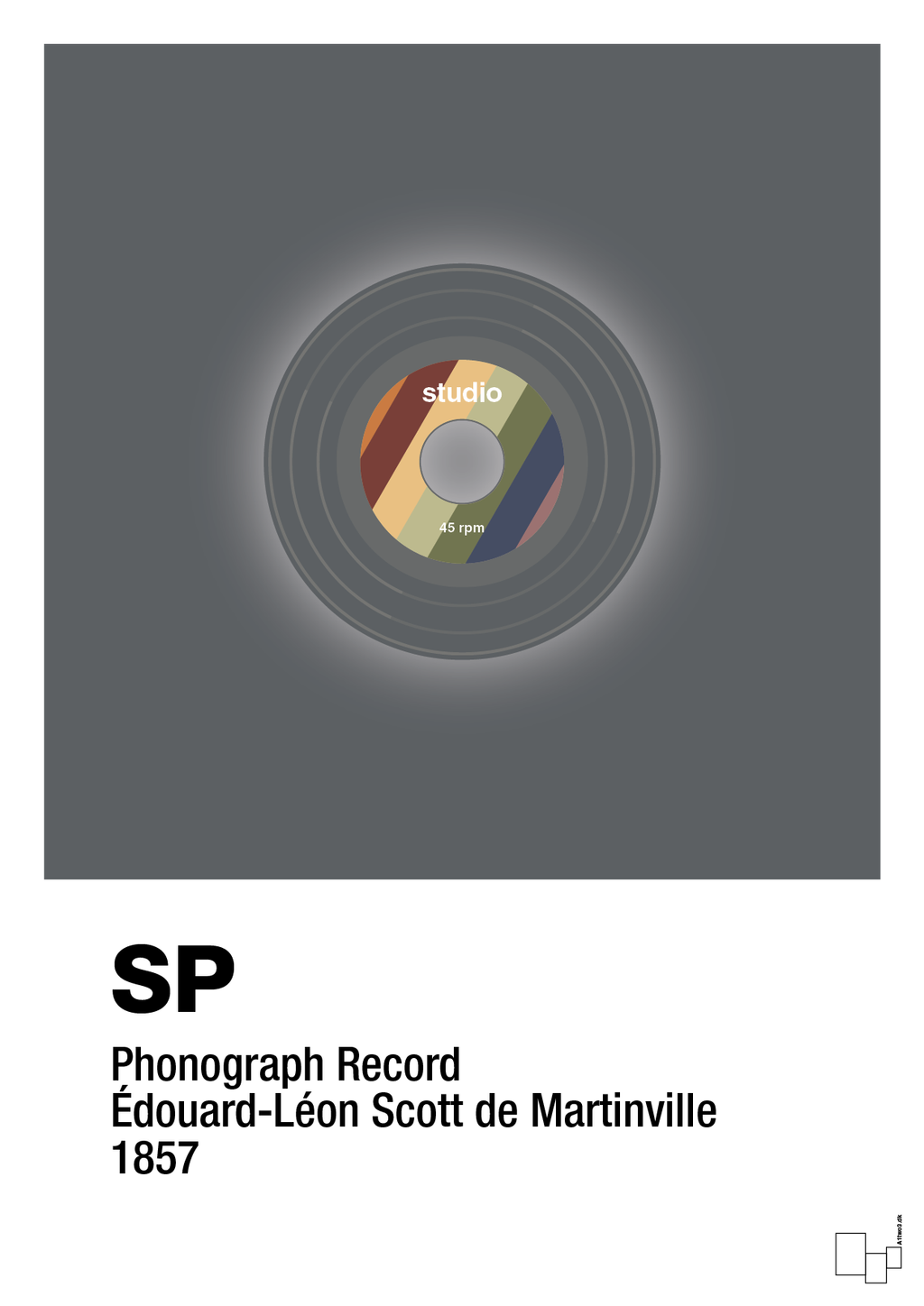 plakat: vinylplade 45rpm - graphic charcoal-Retro-A1two3