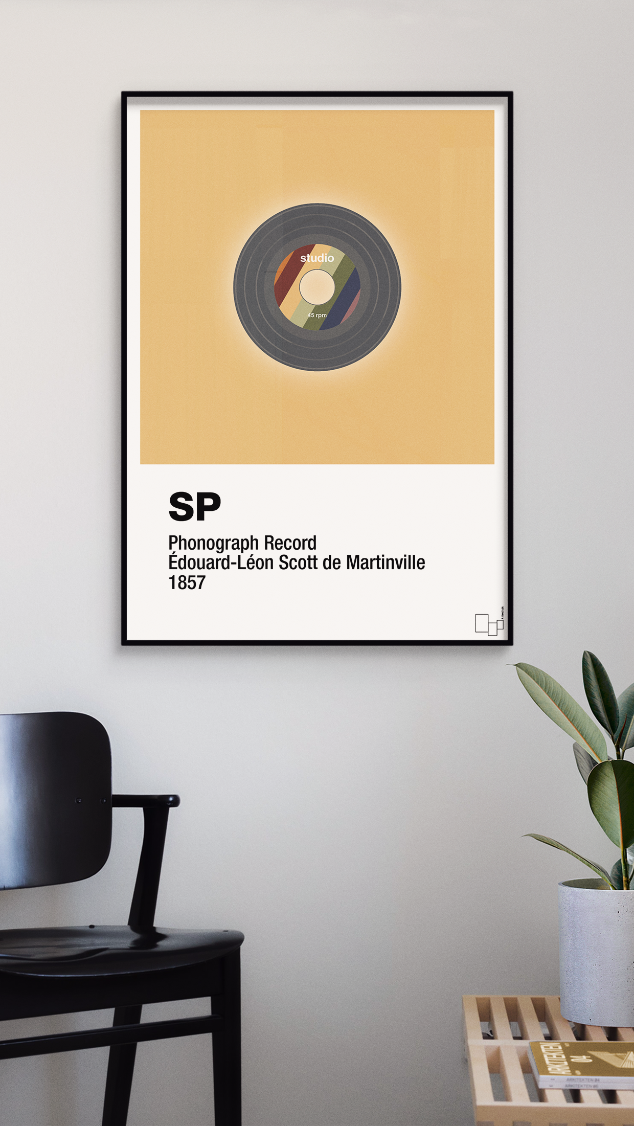 plakat: vinylplade 45rpm - graphic charcoal-Retro-A1two3