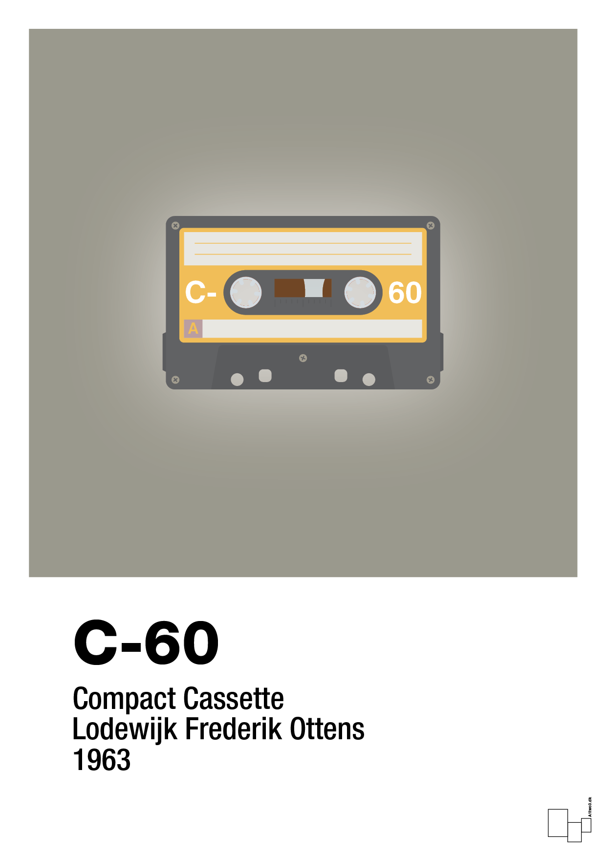 plakat: kassettebånd c-60 - battleship gray-Retro-A1two3