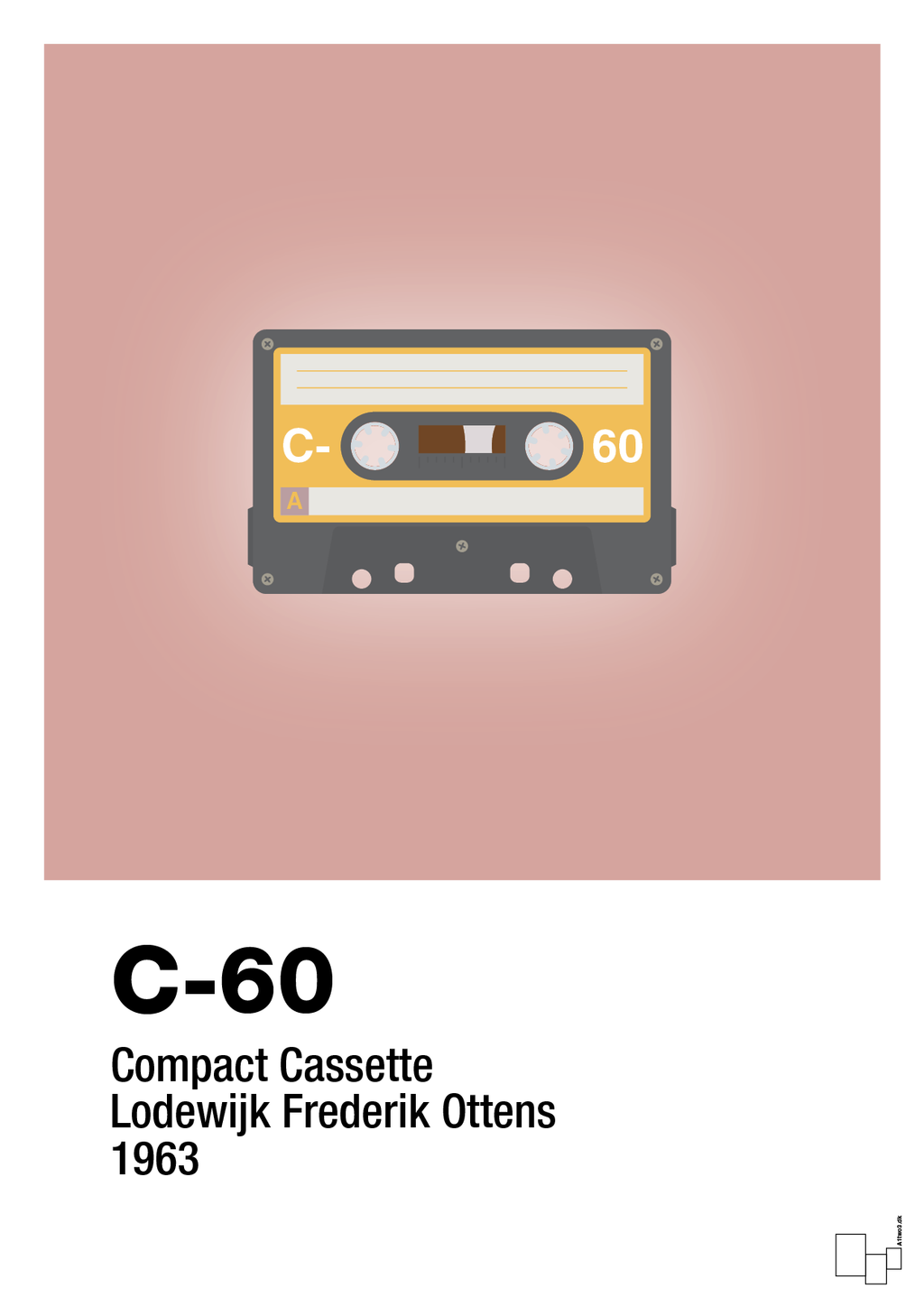 plakat: kassettebånd c-60 - bubble shell-Retro-A1two3