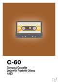 plakat: kassettebånd c-60 - cognac-Retro-A1two3