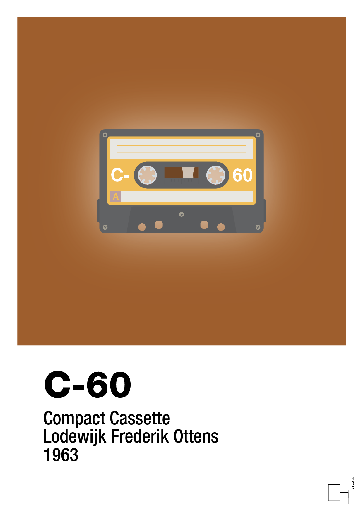 plakat: kassettebånd c-60 - cognac-Retro-A1two3