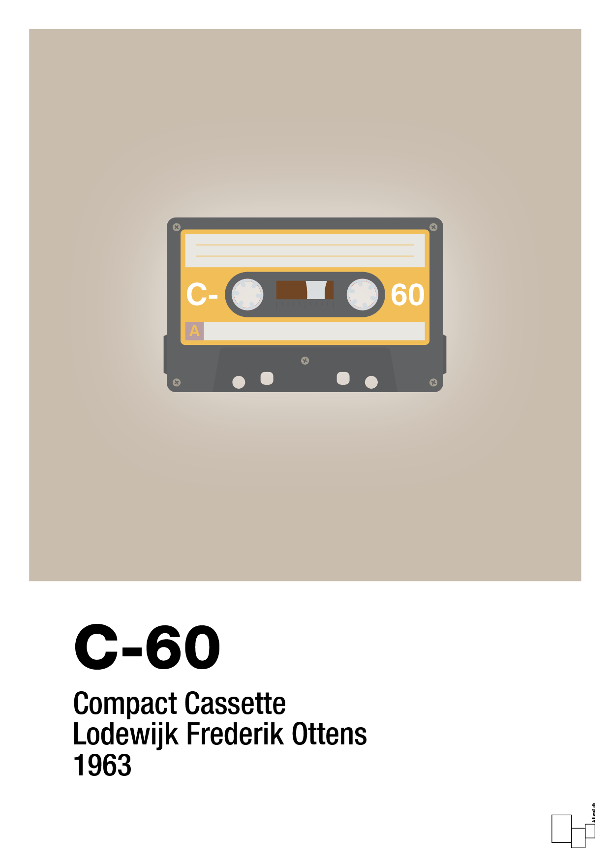 plakat: kassettebånd c-60 - creamy mushroom-Retro-A1two3