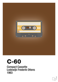plakat: kassettebånd c-60 - dark brown-Retro-A1two3