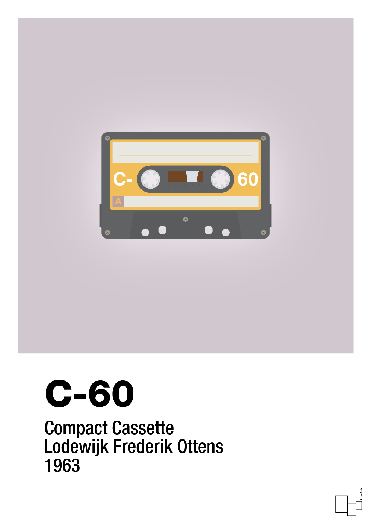 plakat: kassettebånd c-60 - dusty lilac-Retro-A1two3