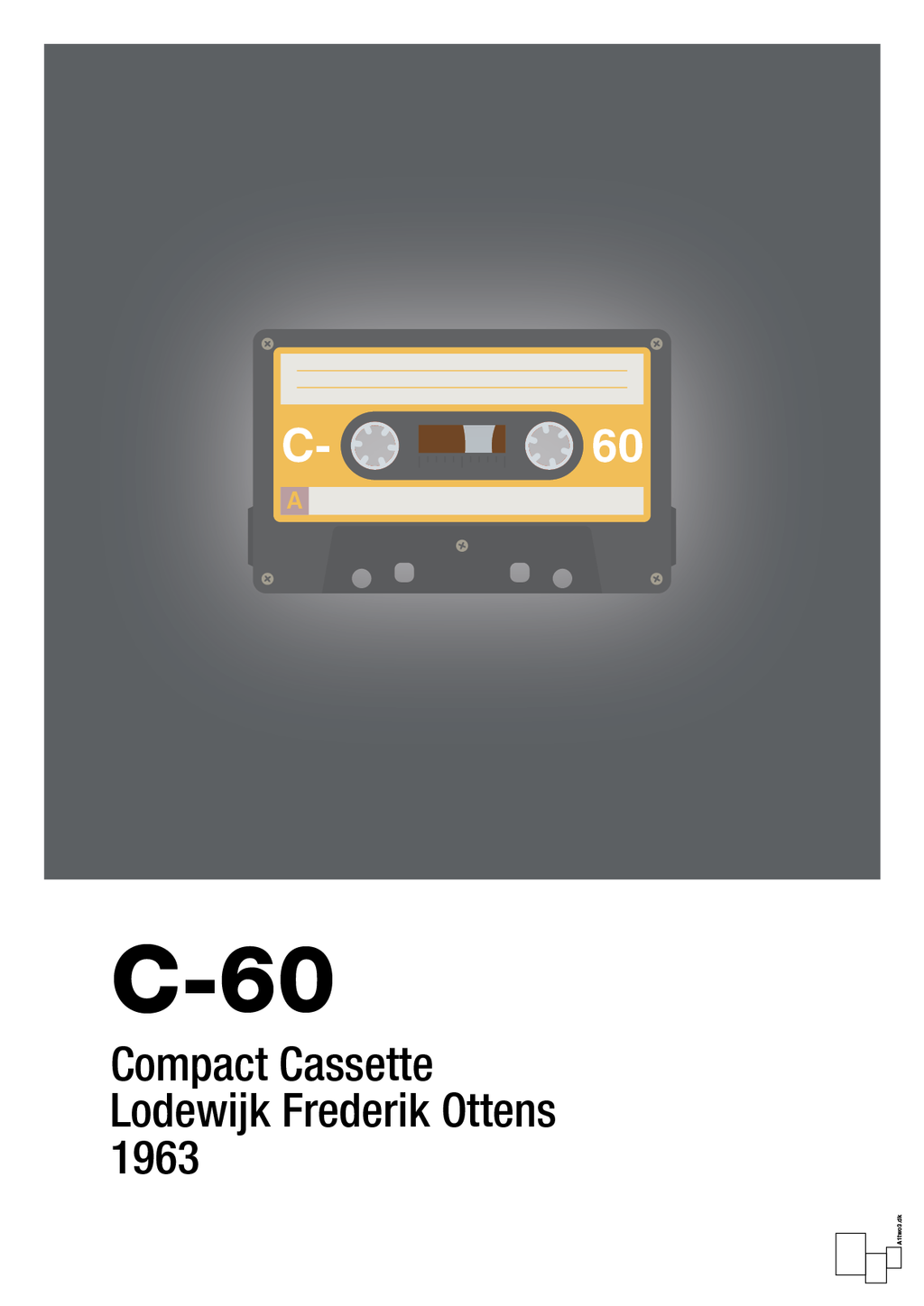 plakat: kassettebånd c-60 - graphic charcoal-Retro-A1two3
