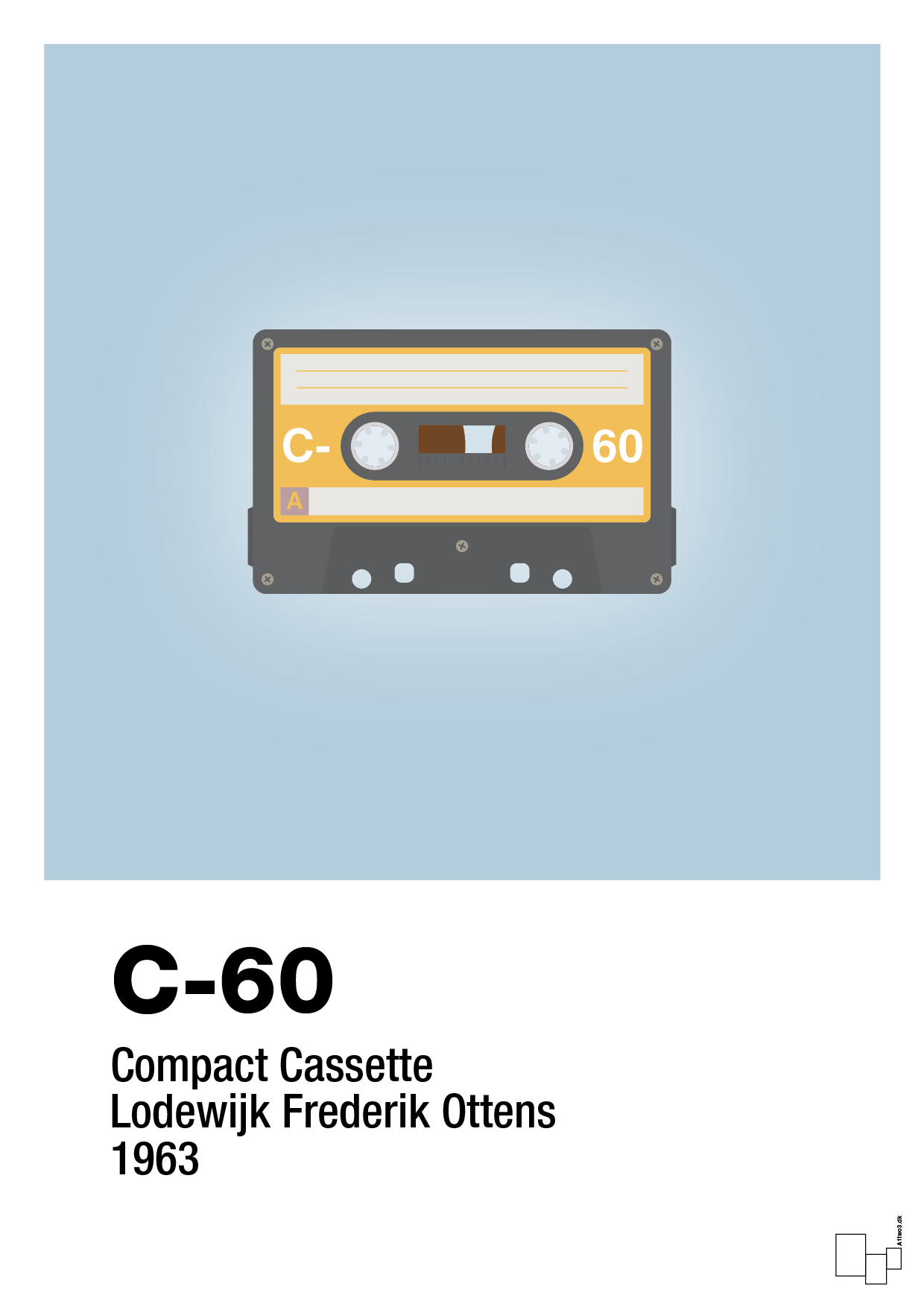 plakat: kassettebånd c-60 - heavenly blue-Retro-A1two3