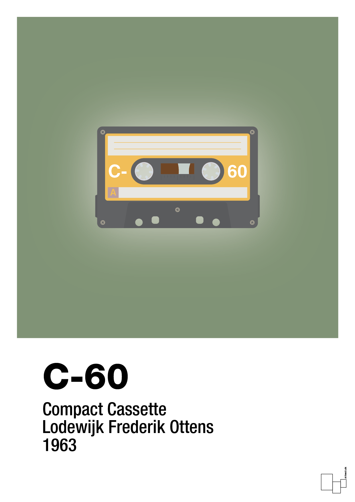 plakat: kassettebånd c-60 - jade-Retro-A1two3