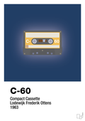 plakat: kassettebånd c-60 - lapis blue-Retro-A1two3