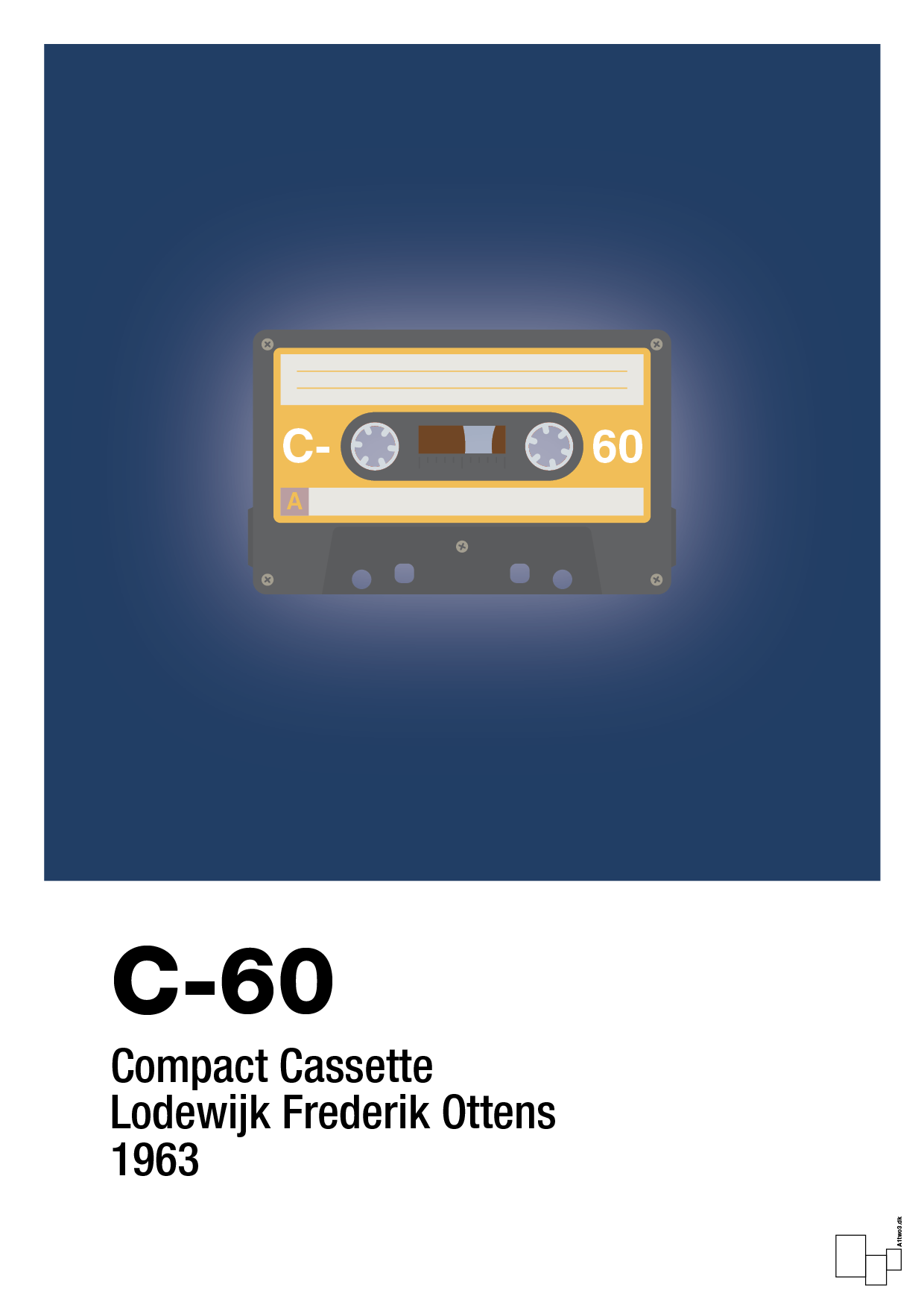 plakat: kassettebånd c-60 - lapis blue-Retro-A1two3