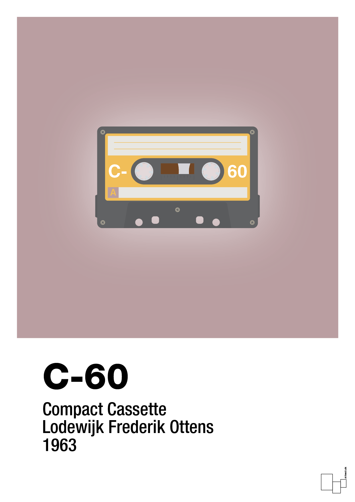 plakat: kassettebånd c-60 - light rose-Retro-A1two3
