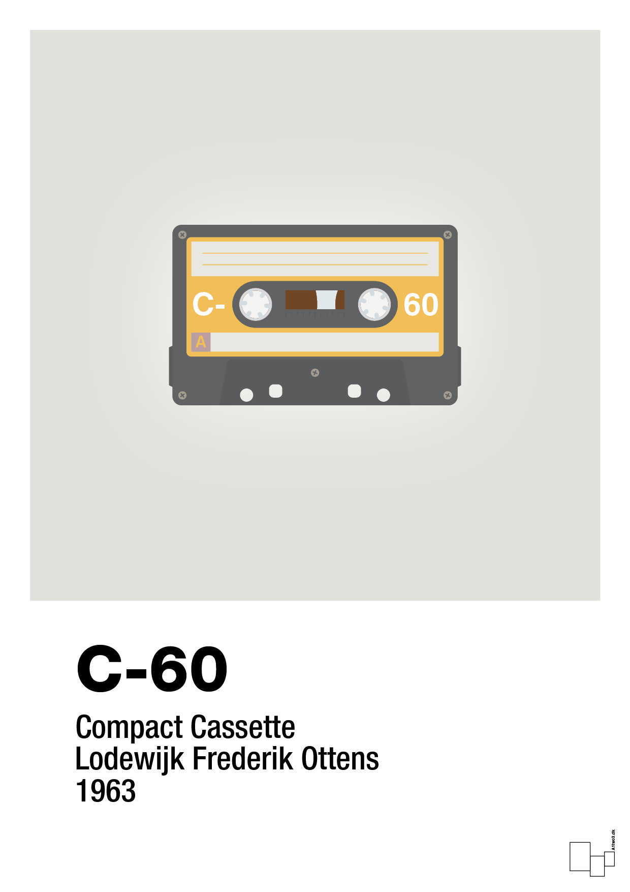 plakat: kassettebånd c-60 - painters white-Retro-A1two3