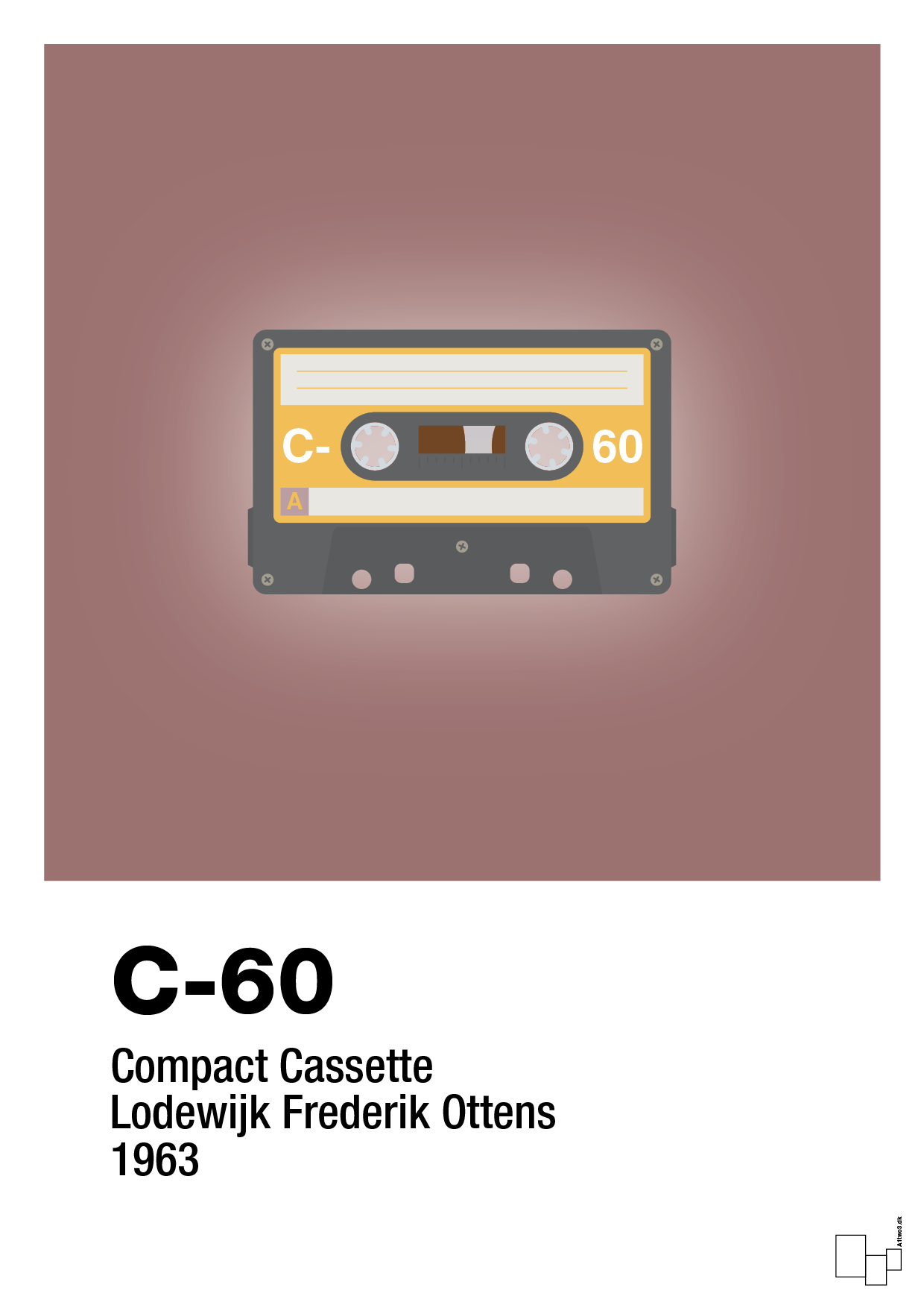 plakat: kassettebånd c-60 - plum-Retro-A1two3