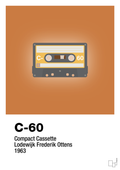 plakat: kassettebånd c-60 - rumba orange-Retro-A1two3