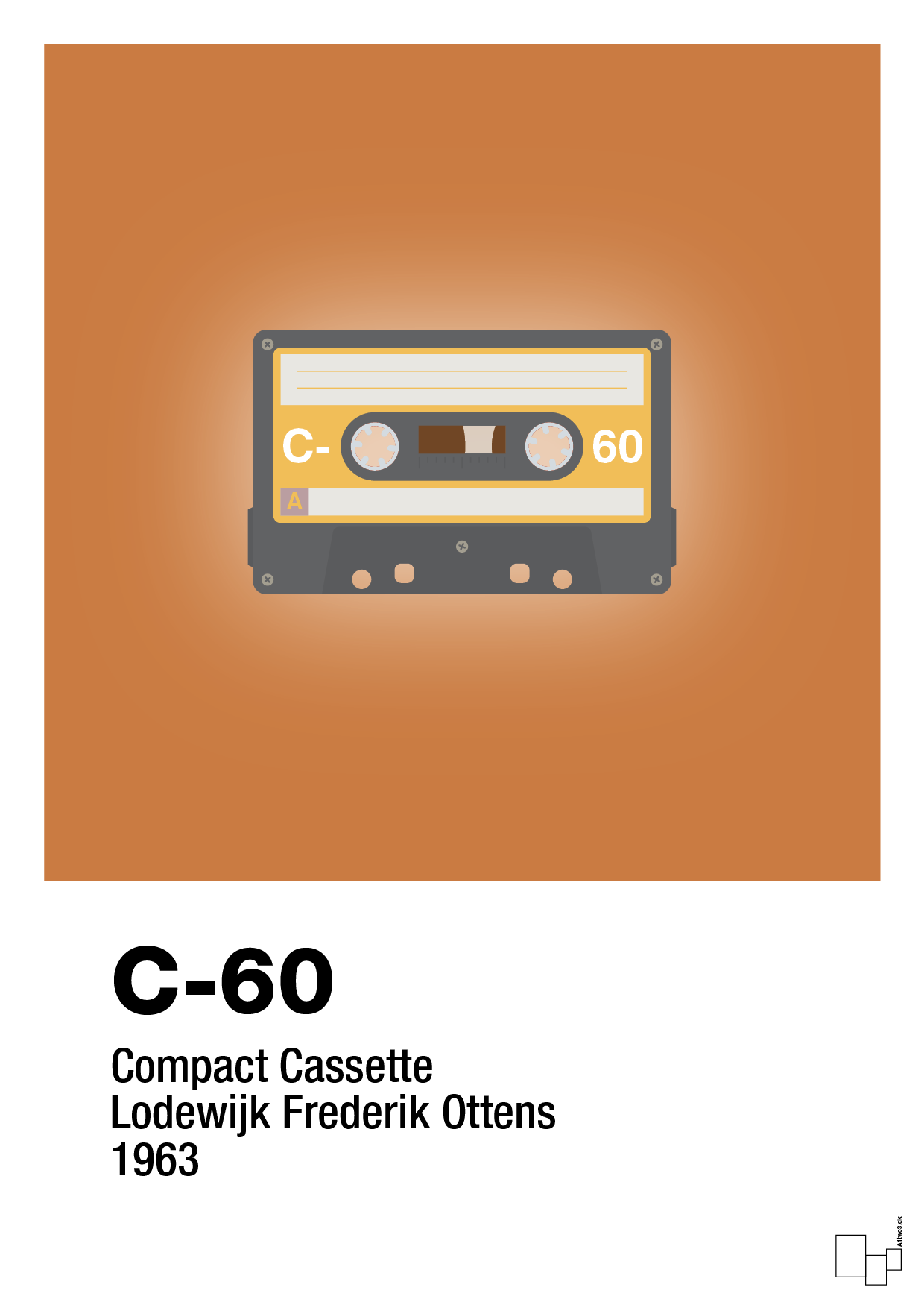plakat: kassettebånd c-60 - rumba orange-Retro-A1two3
