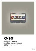 plakat: kassettebånd c-90 - battleship gray-Retro-A1two3