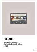plakat: kassettebånd c-90 - broken beige-Retro-A1two3