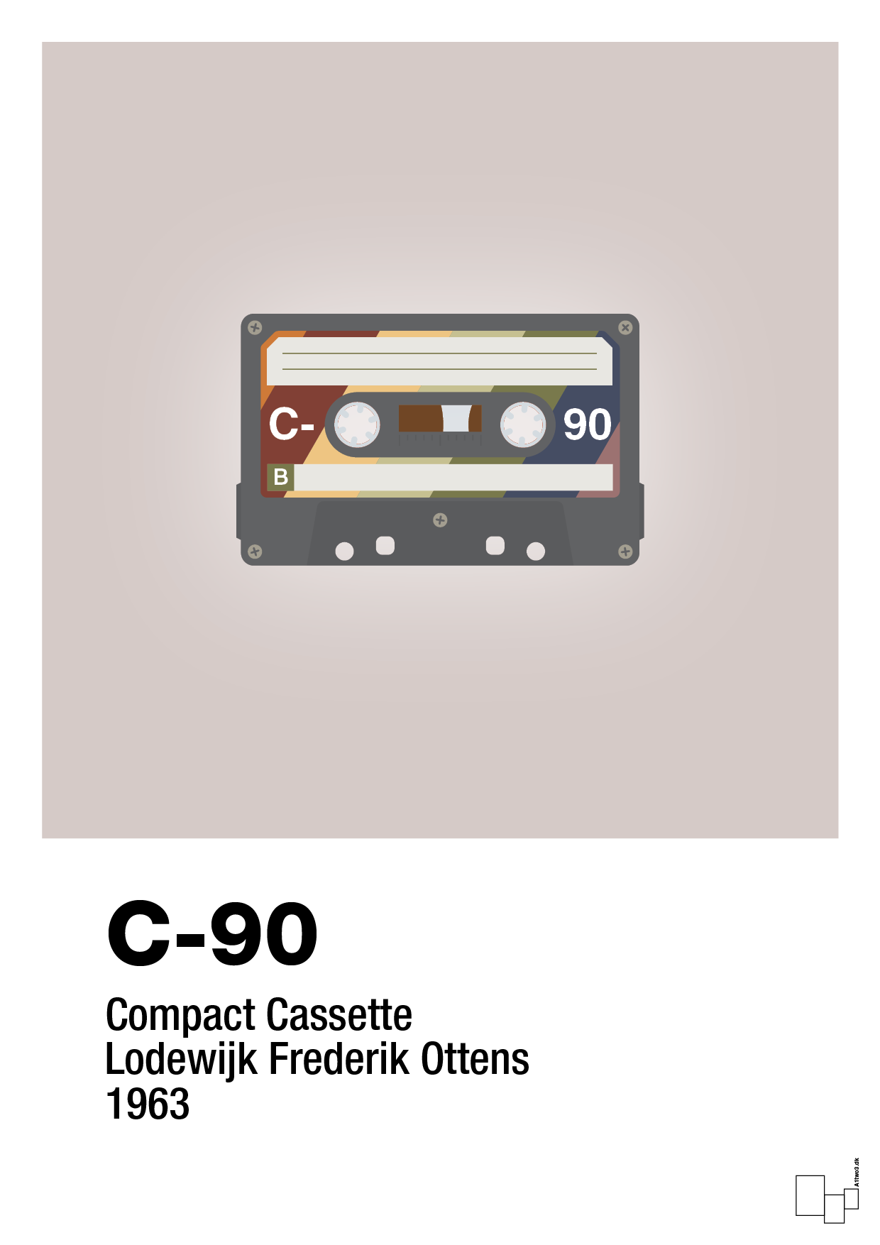 plakat: kassettebånd c-90 - broken beige-Retro-A1two3