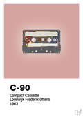 plakat: kassettebånd c-90 - bubble shell-Retro-A1two3