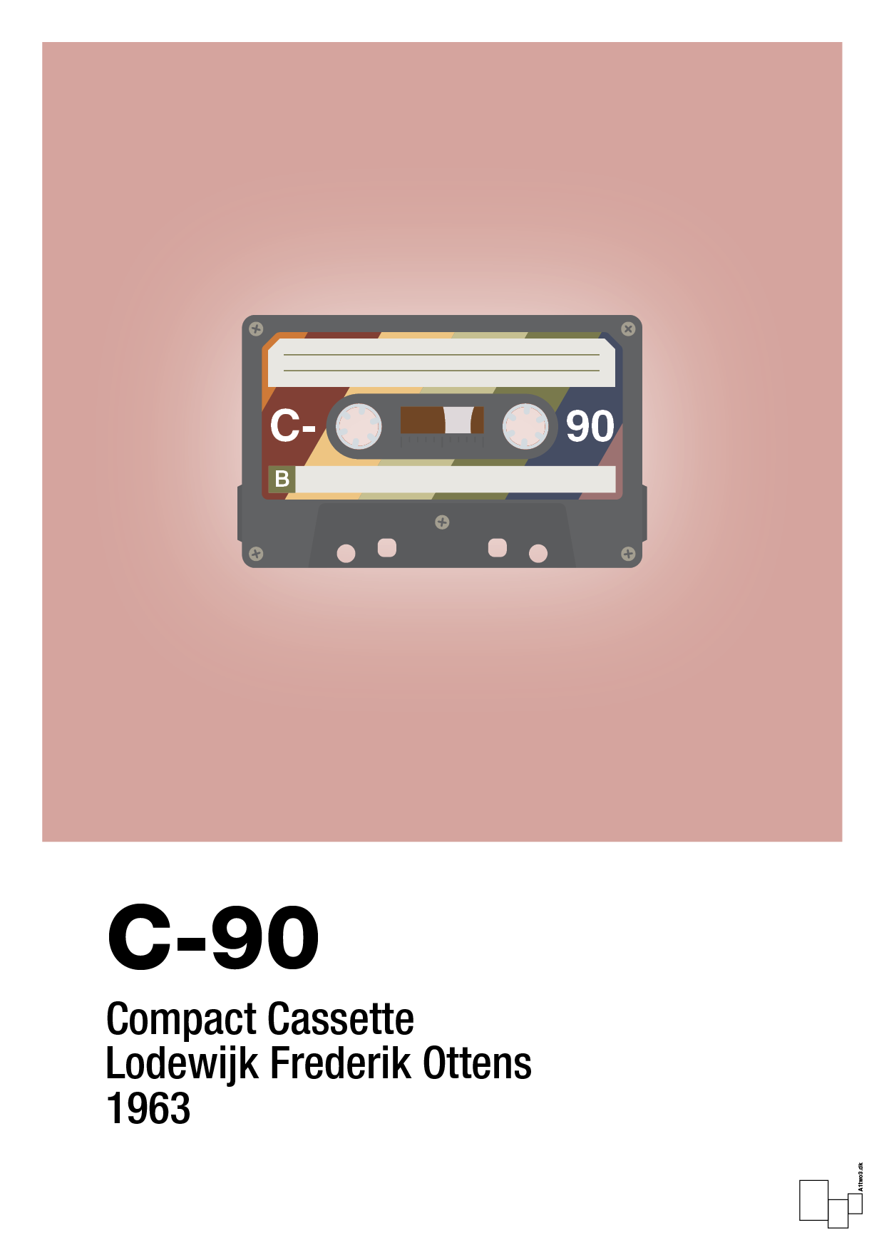 plakat: kassettebånd c-90 - bubble shell-Retro-A1two3