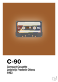 plakat: kassettebånd c-90 - cognac-Retro-A1two3