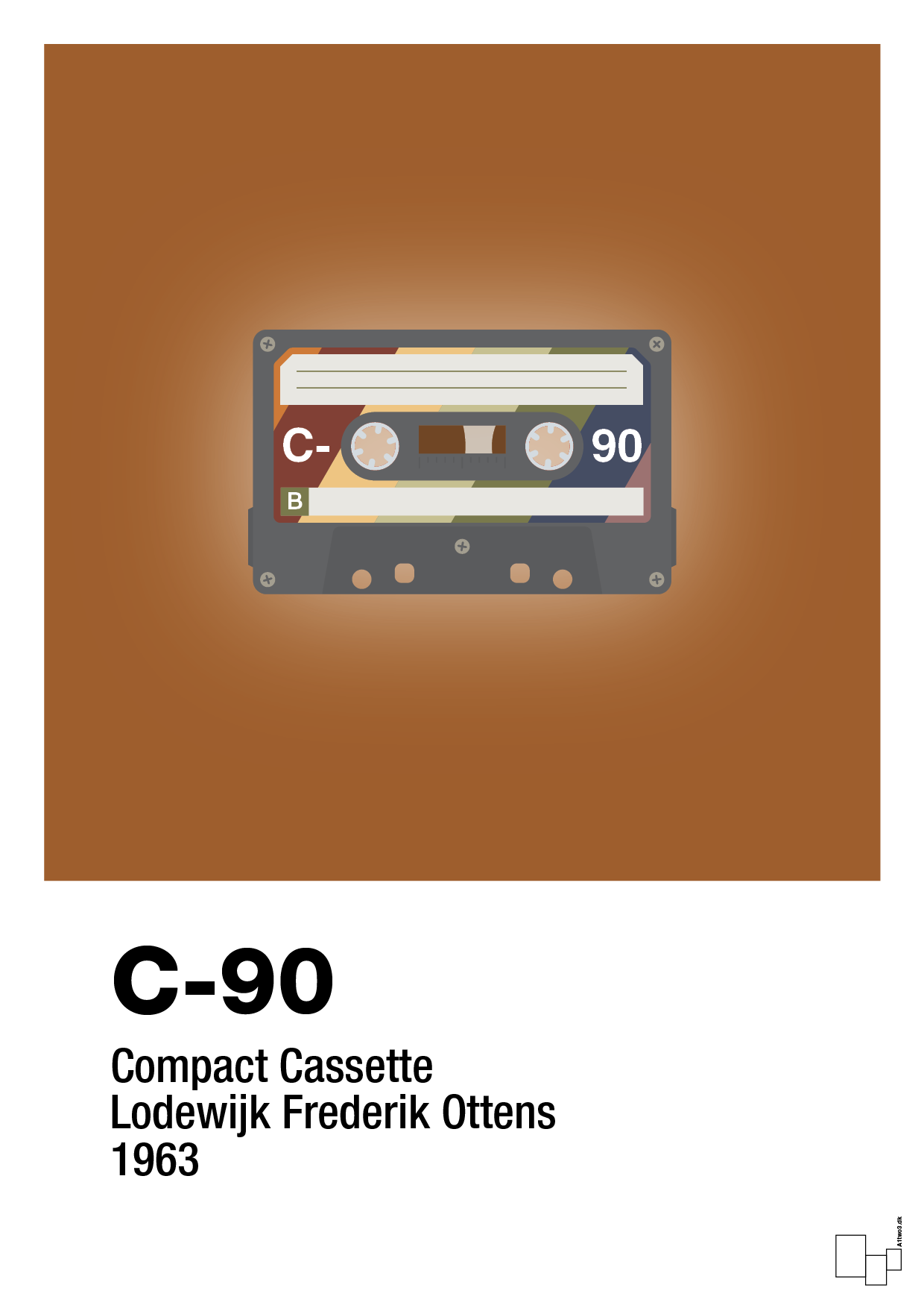 plakat: kassettebånd c-90 - cognac-Retro-A1two3